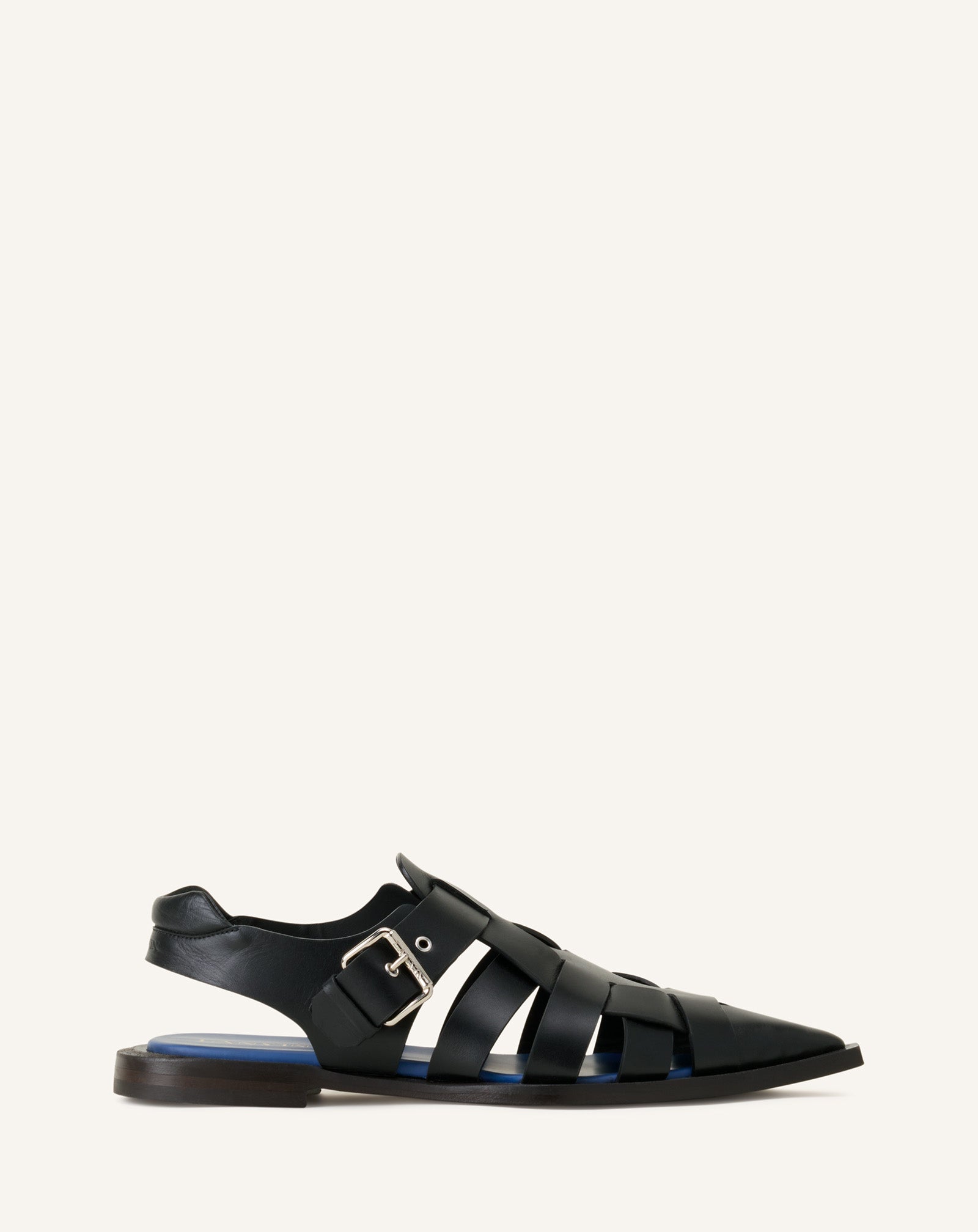 SANDALE À BOUT POINTU EN CUIR NOIR