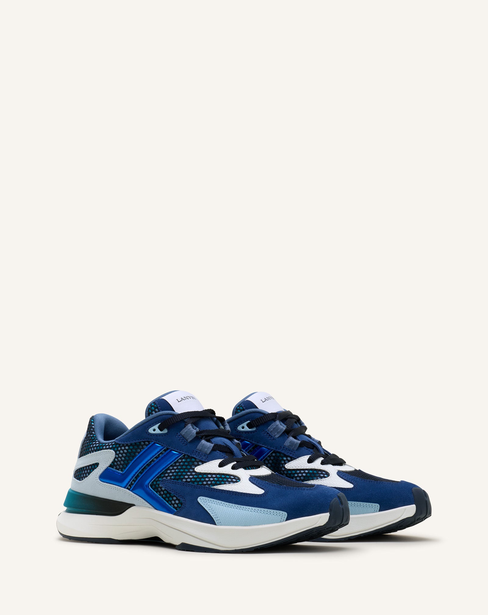 SNEAKERS JLA EN MESH ET CUIR MÉTALLISÉ