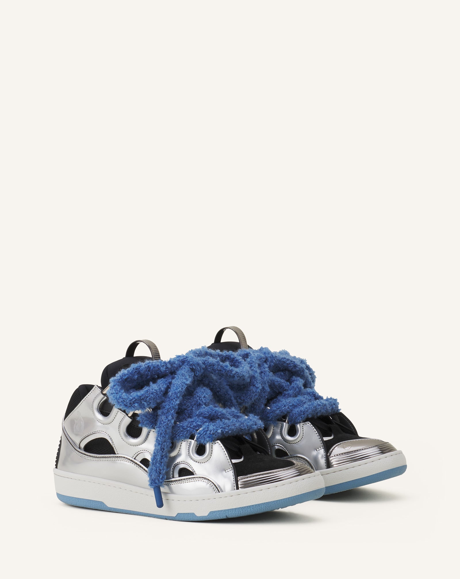 CURB SNEAKERS EN CUIR METALISÉ LACETS MAILLE