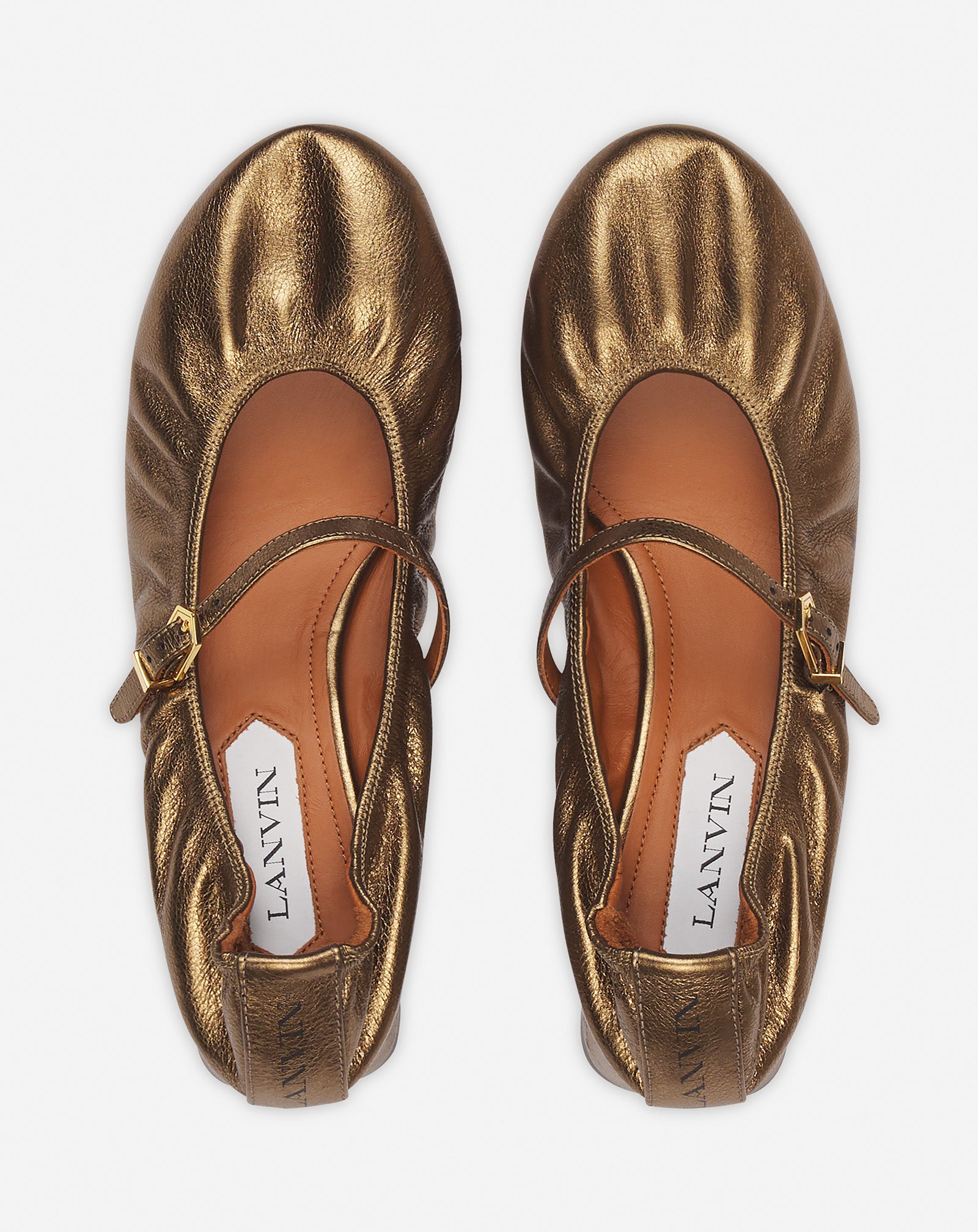 MARY JANE À TALONS EN CUIR MÉTALLISÉ