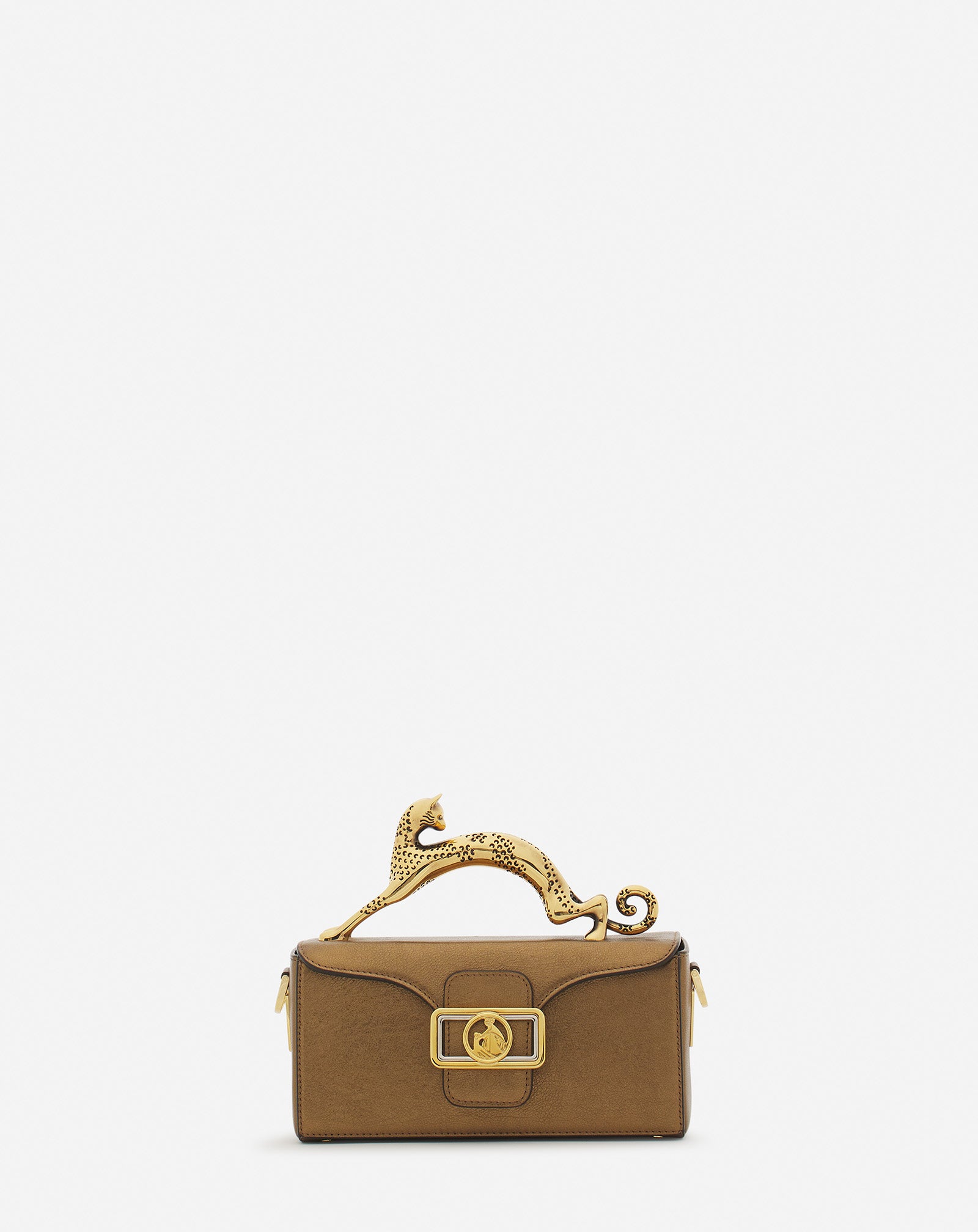 SAC PENCIL CAT NANO EN CUIR GRAINÉ MÉTALLISÉ