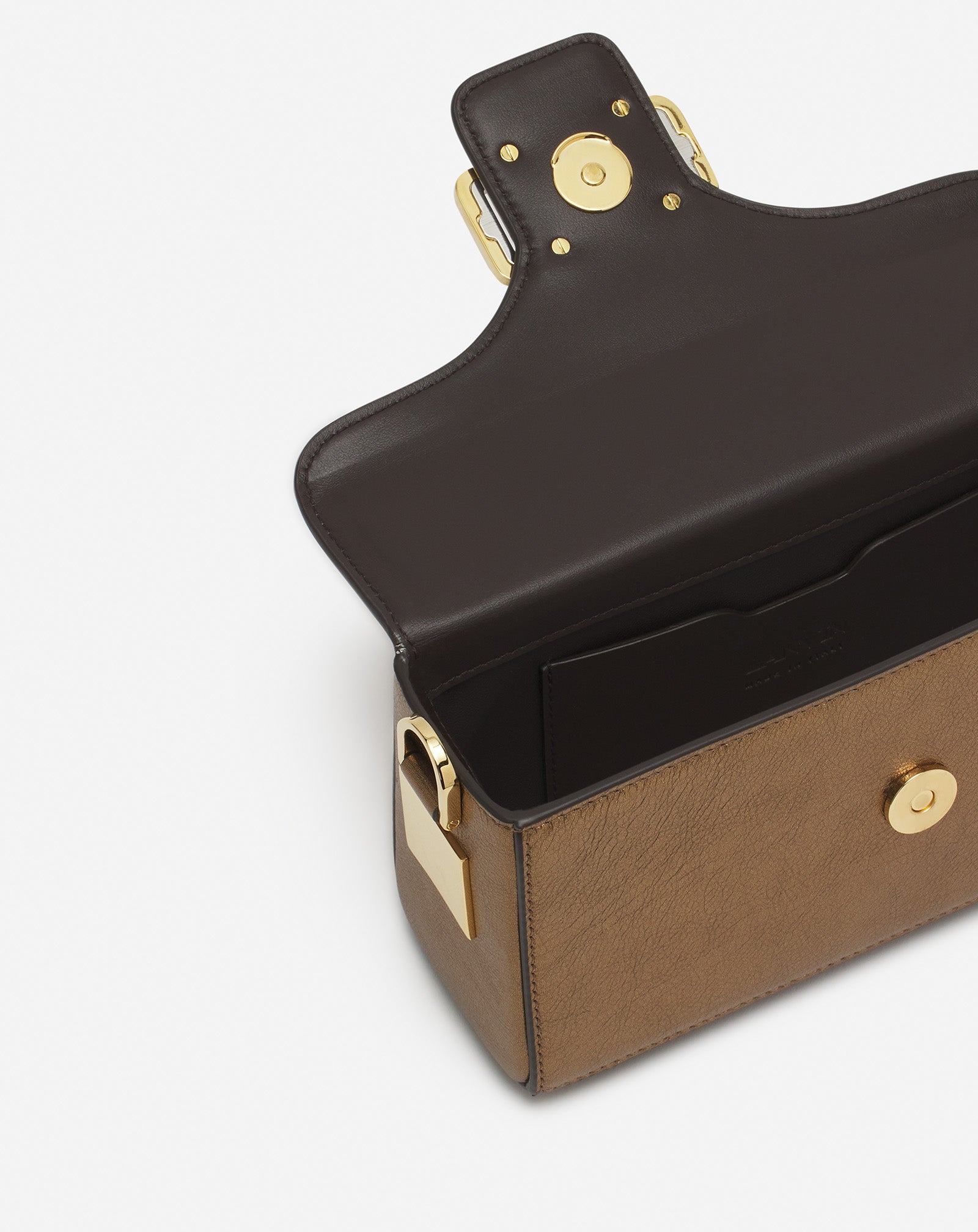 SAC PENCIL CAT NANO EN CUIR GRAINÉ MÉTALLISÉ