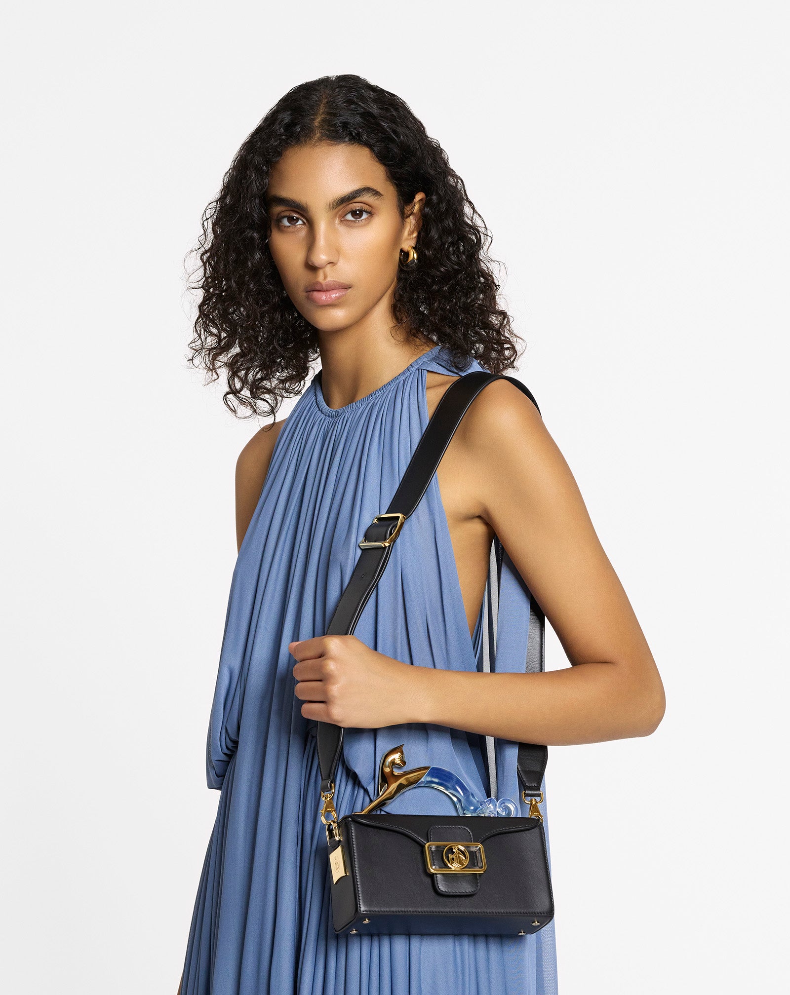 SAC PENCIL CAT NANO CHAT BI-MATIÈRE EN CUIR