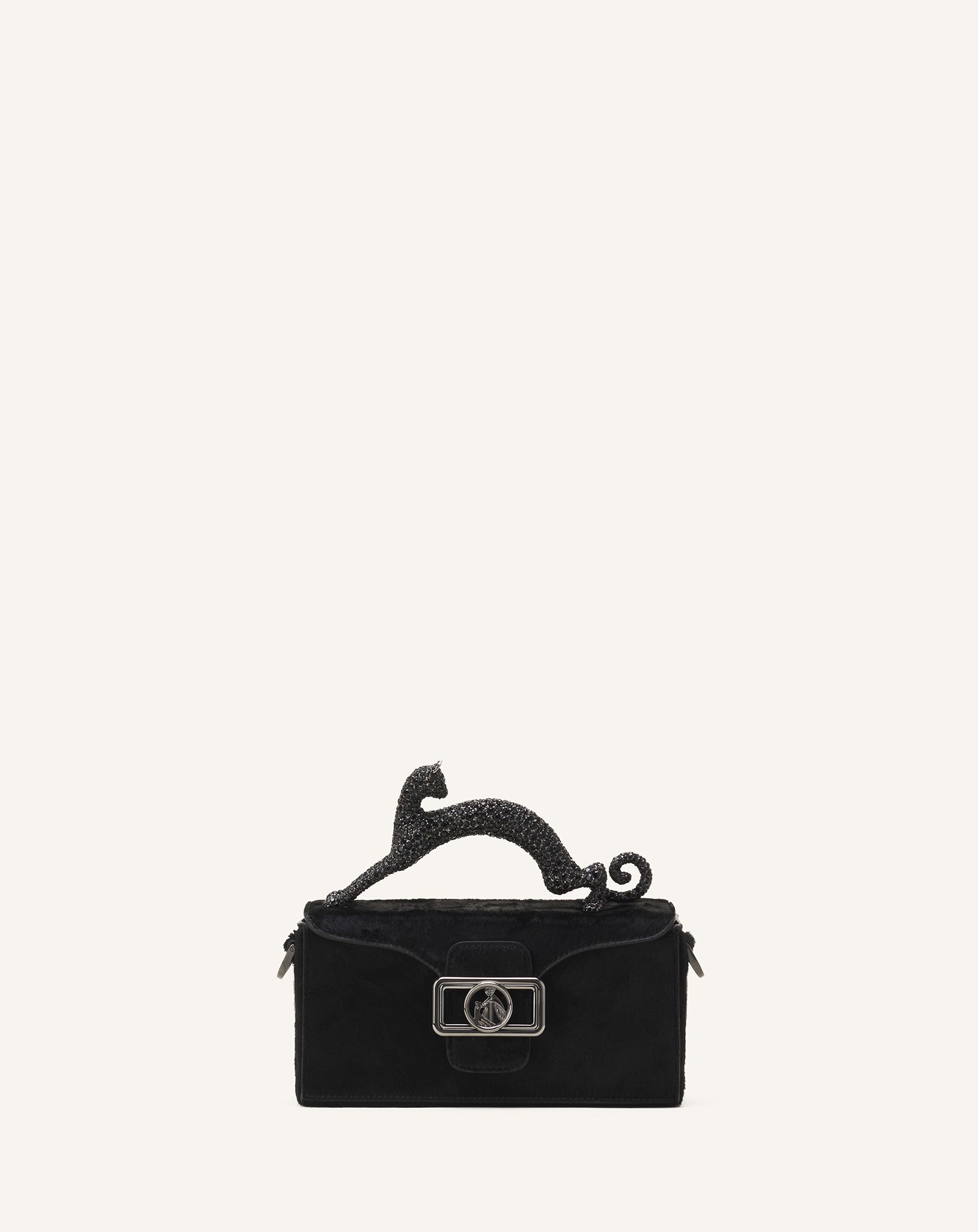 SAC PENCIL CAT NANO EN CUIR À EFFET PONY ET STRASS NOIR