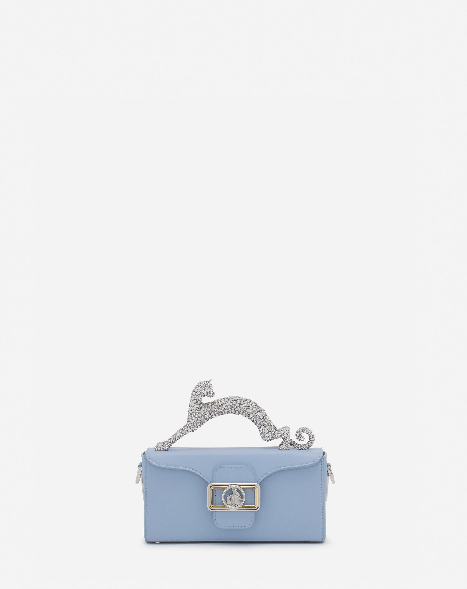 SAC PENCIL CAT NANO EN CUIR ET STRASS BLEU