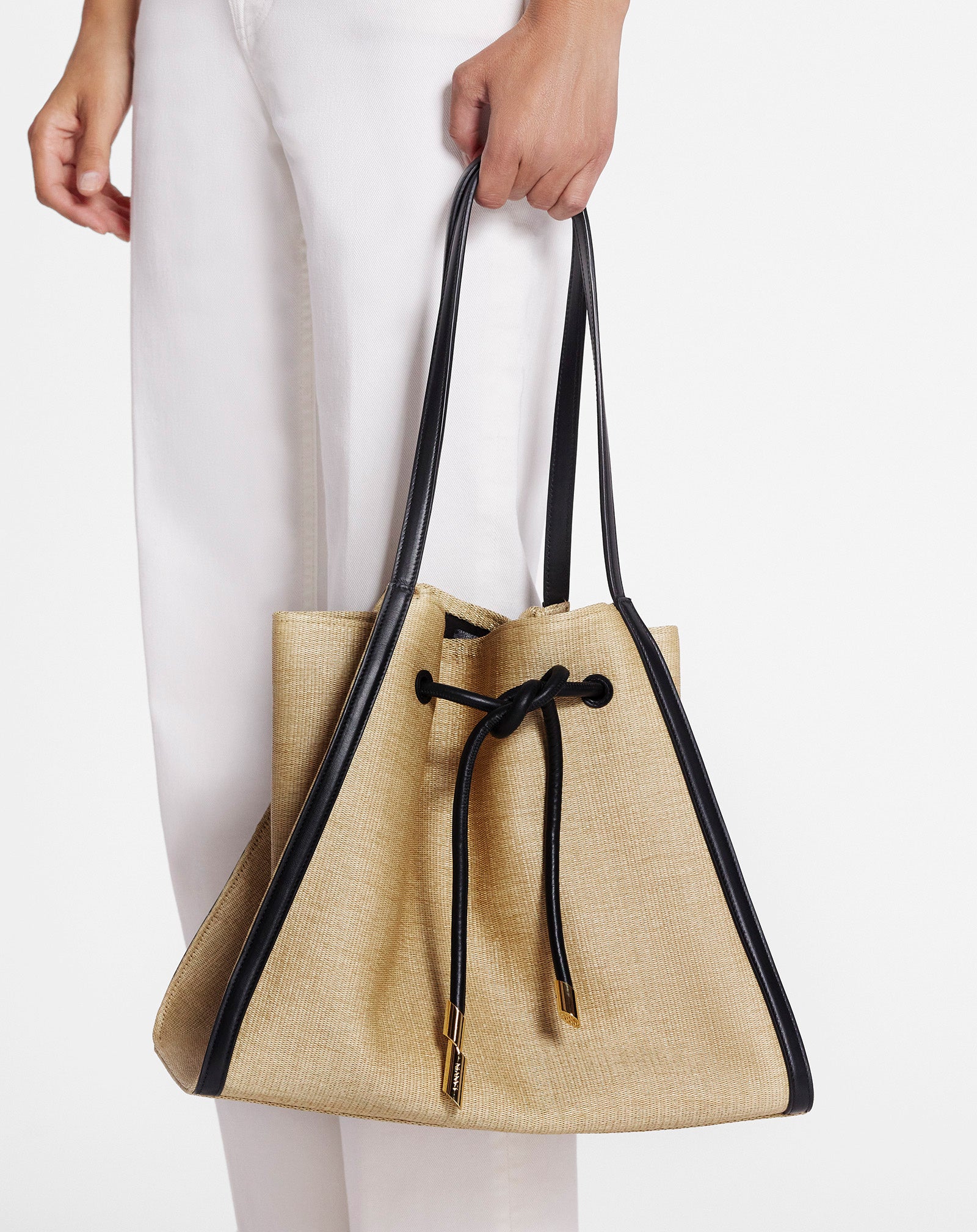 SAC SEQUENCE EN CUIR ET RAPHIA