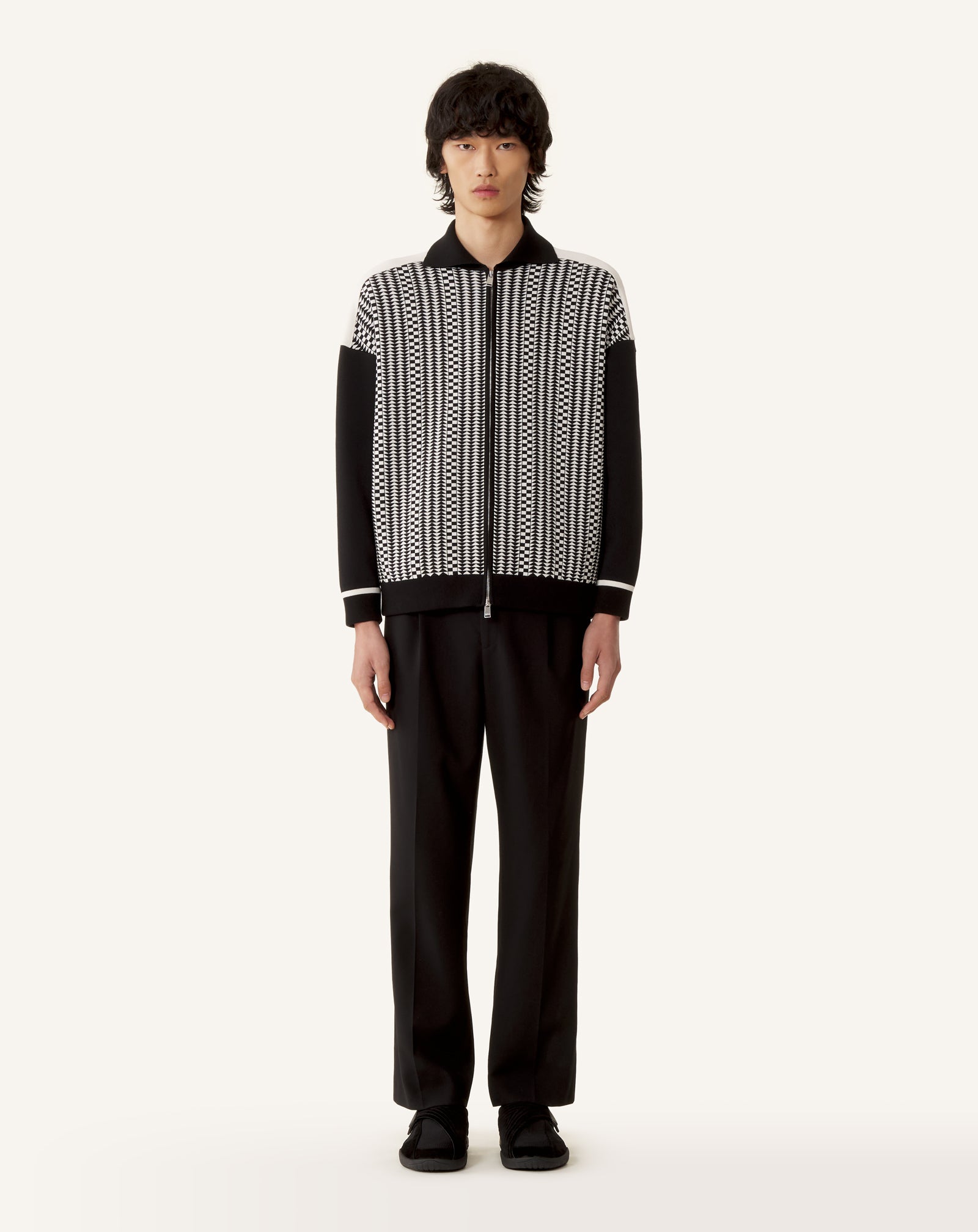 BLOUSON ZIPPÉ EN JACQUARD DE SOIE ET COTON