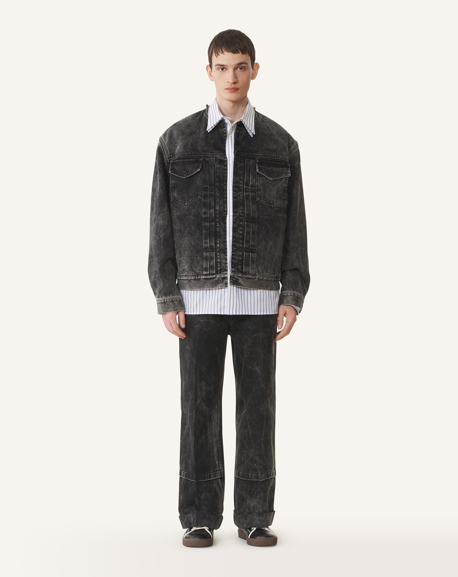 VESTE AMPLE EN DENIM DÉLAVÉ