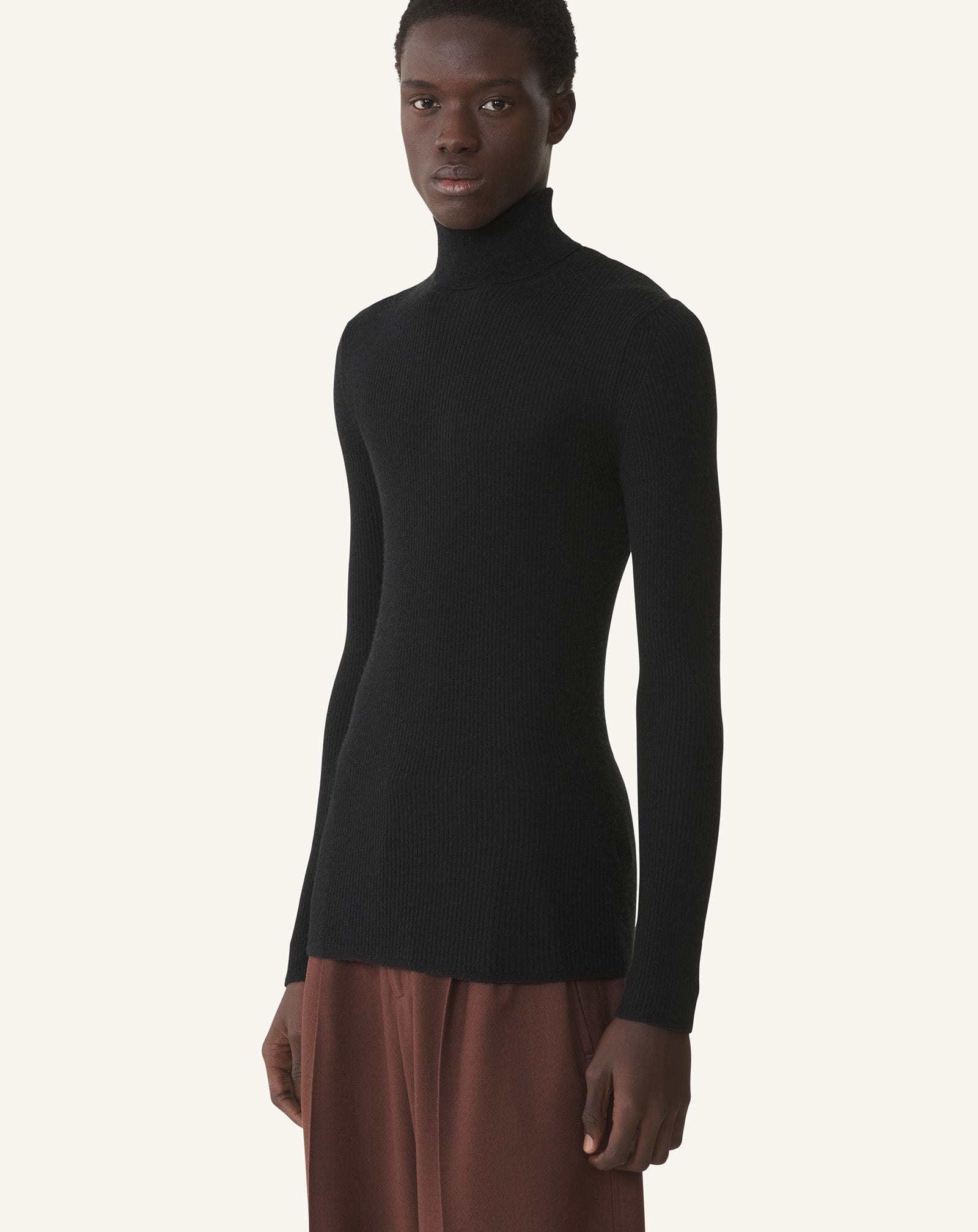 PULL COL ROULÉ EN MÉRINOS ET SOIE