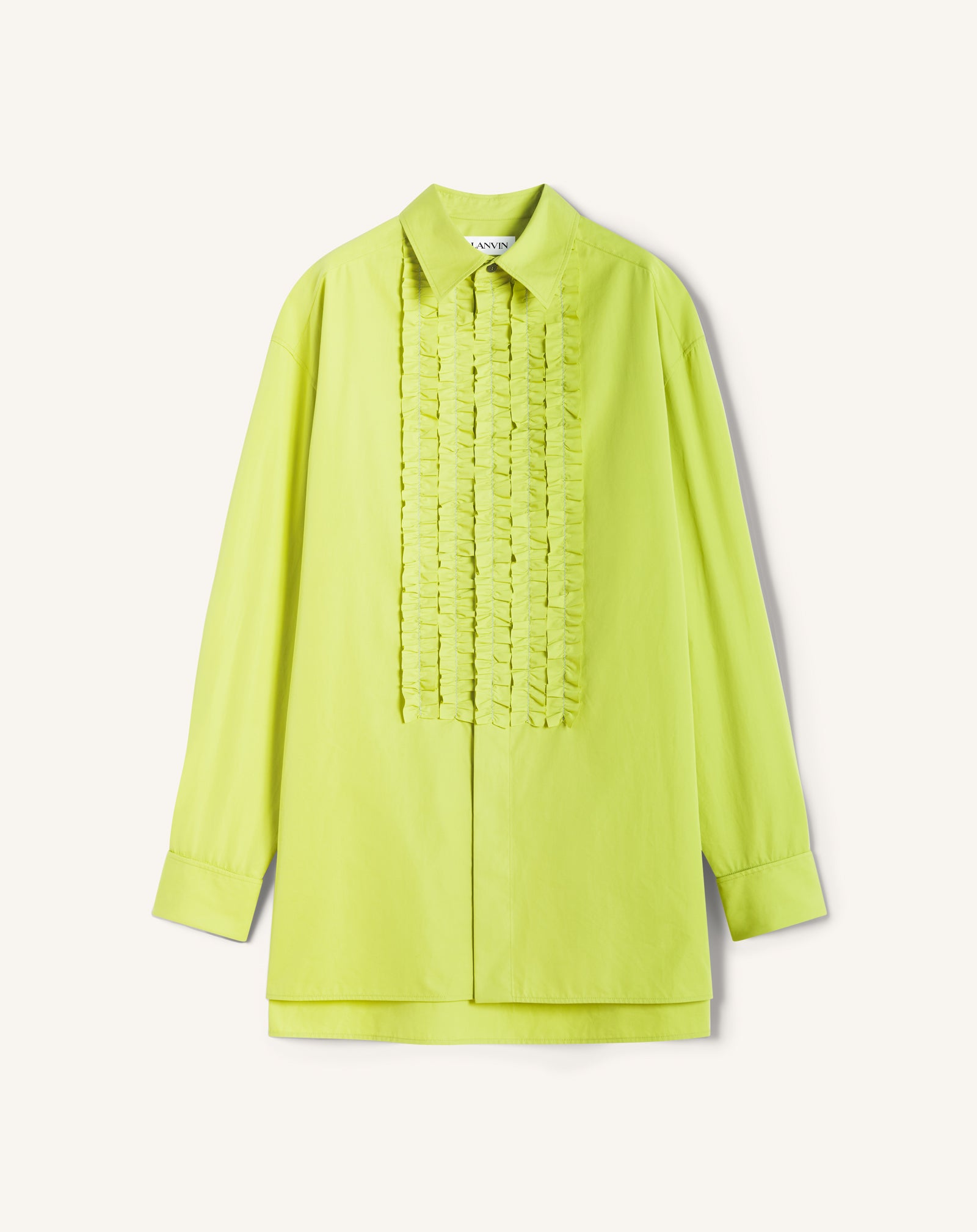 CHEMISE À PLASTRON EN POPELINE DE COTON VERT