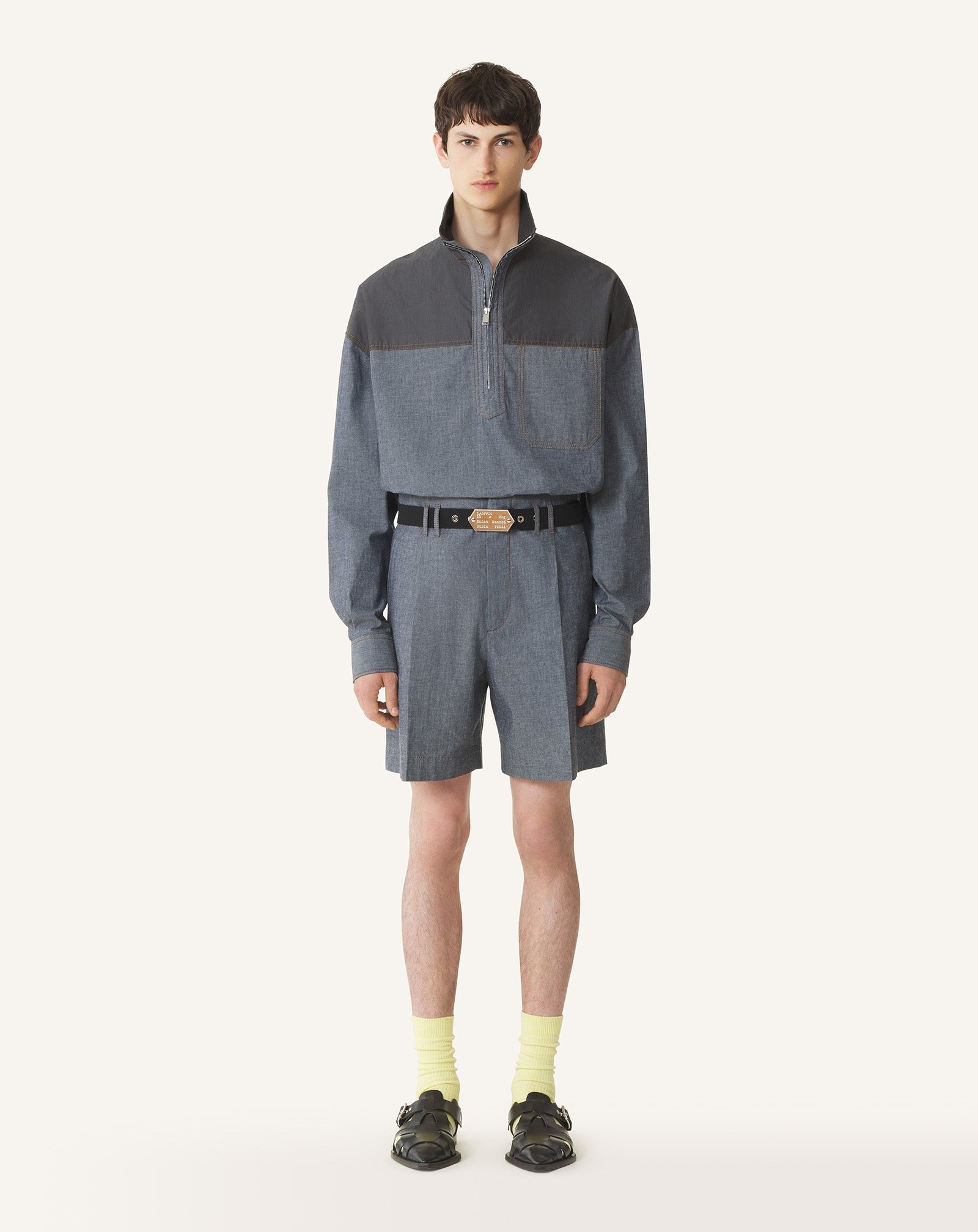 HAUT COL ZIPPÉ EN CHAMBRAY