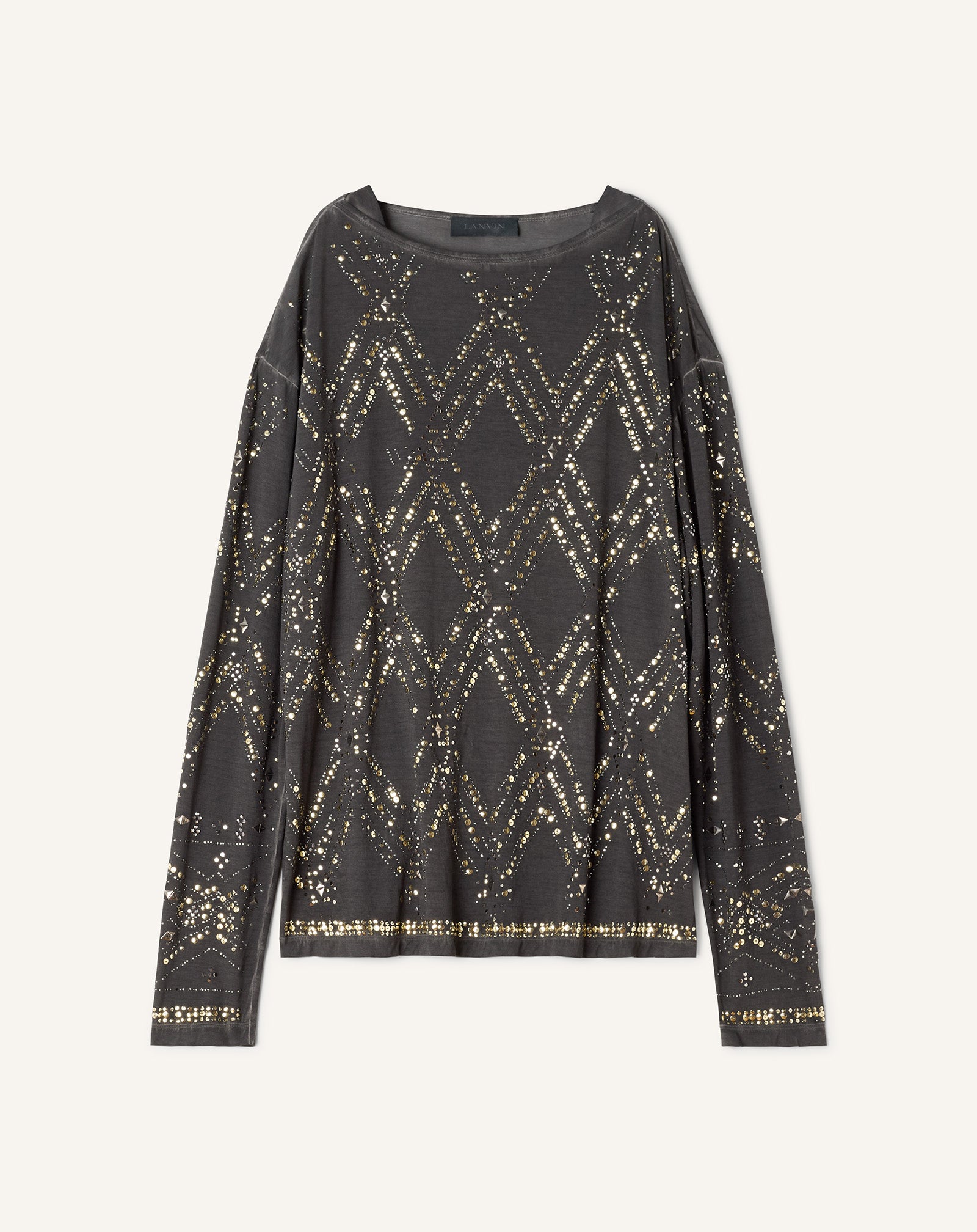 HAUT À SEQUINS ET PERLES NOIR