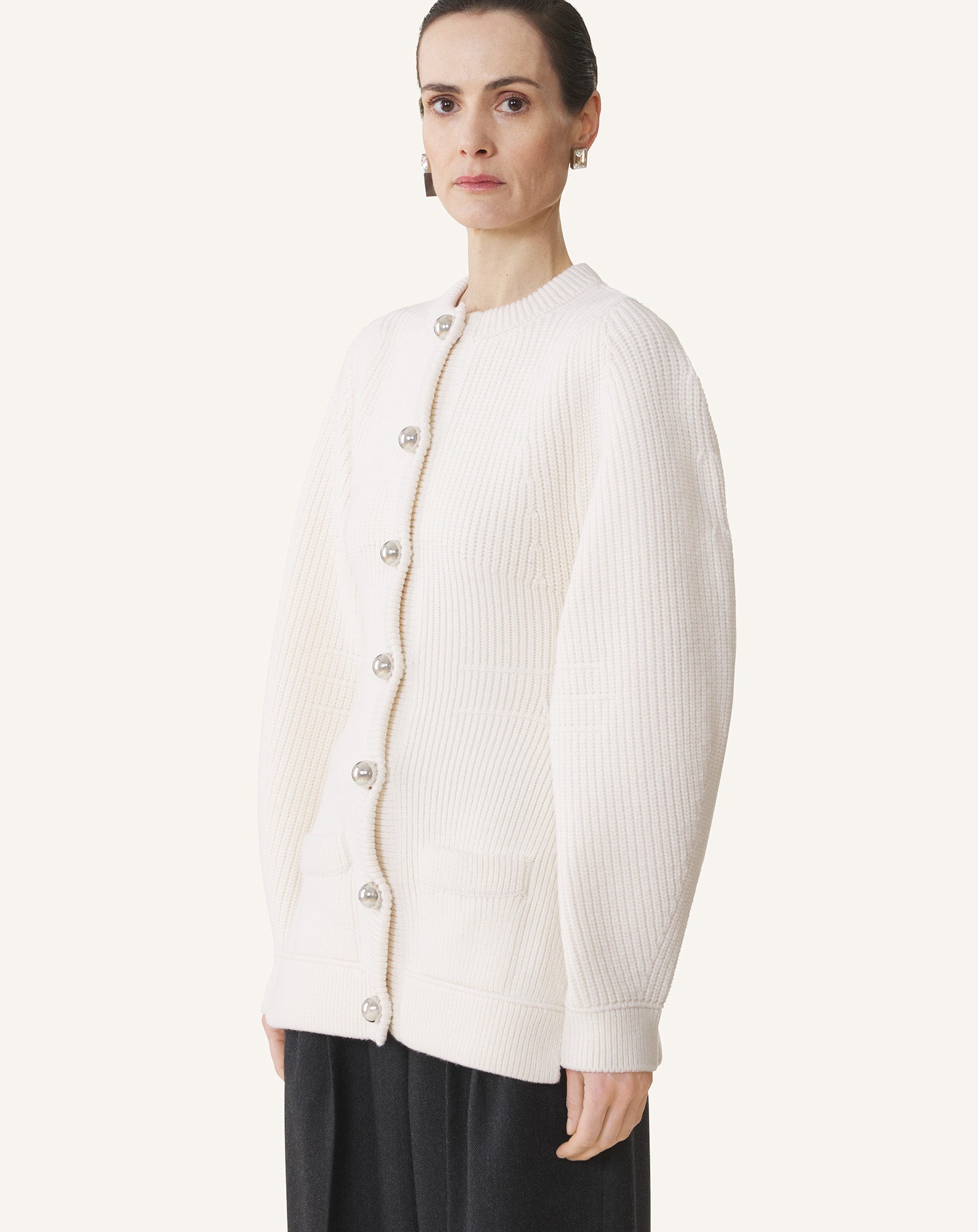 CARDIGAN CÔTELÉ EN LAINE