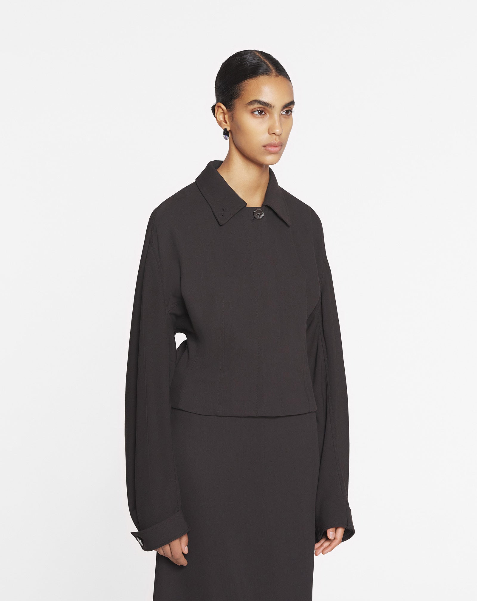 BLOUSON CINTRÉ EN LAINE ET VISCOSE