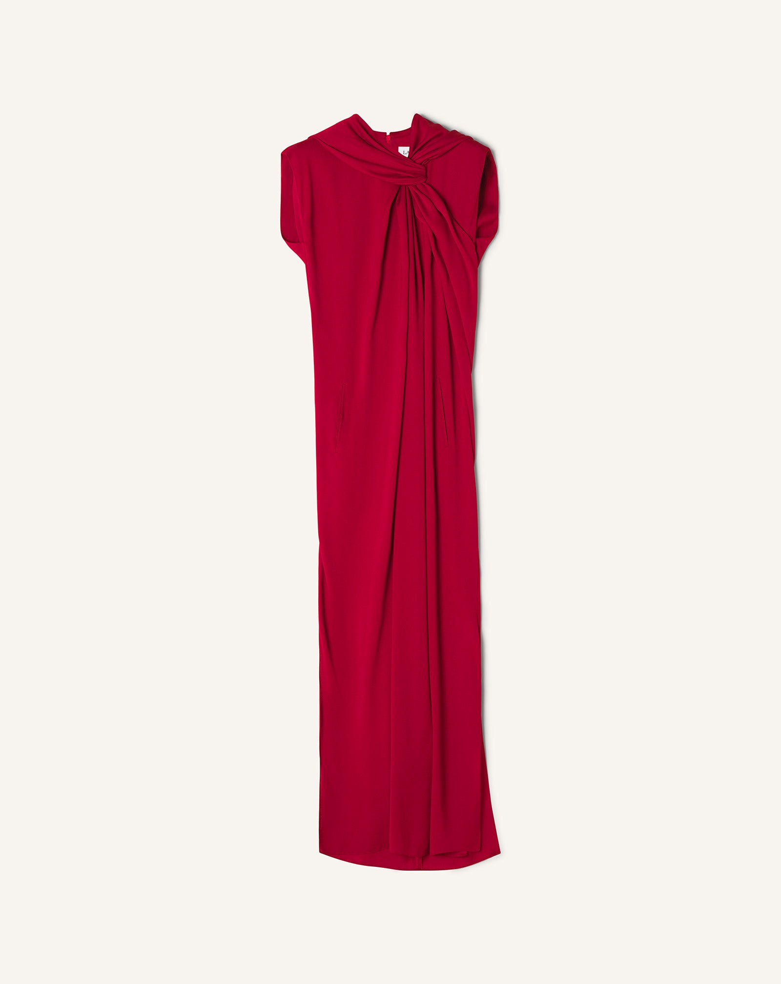 ROBE LONGUE NOUÉE EN SATIN ROUGE