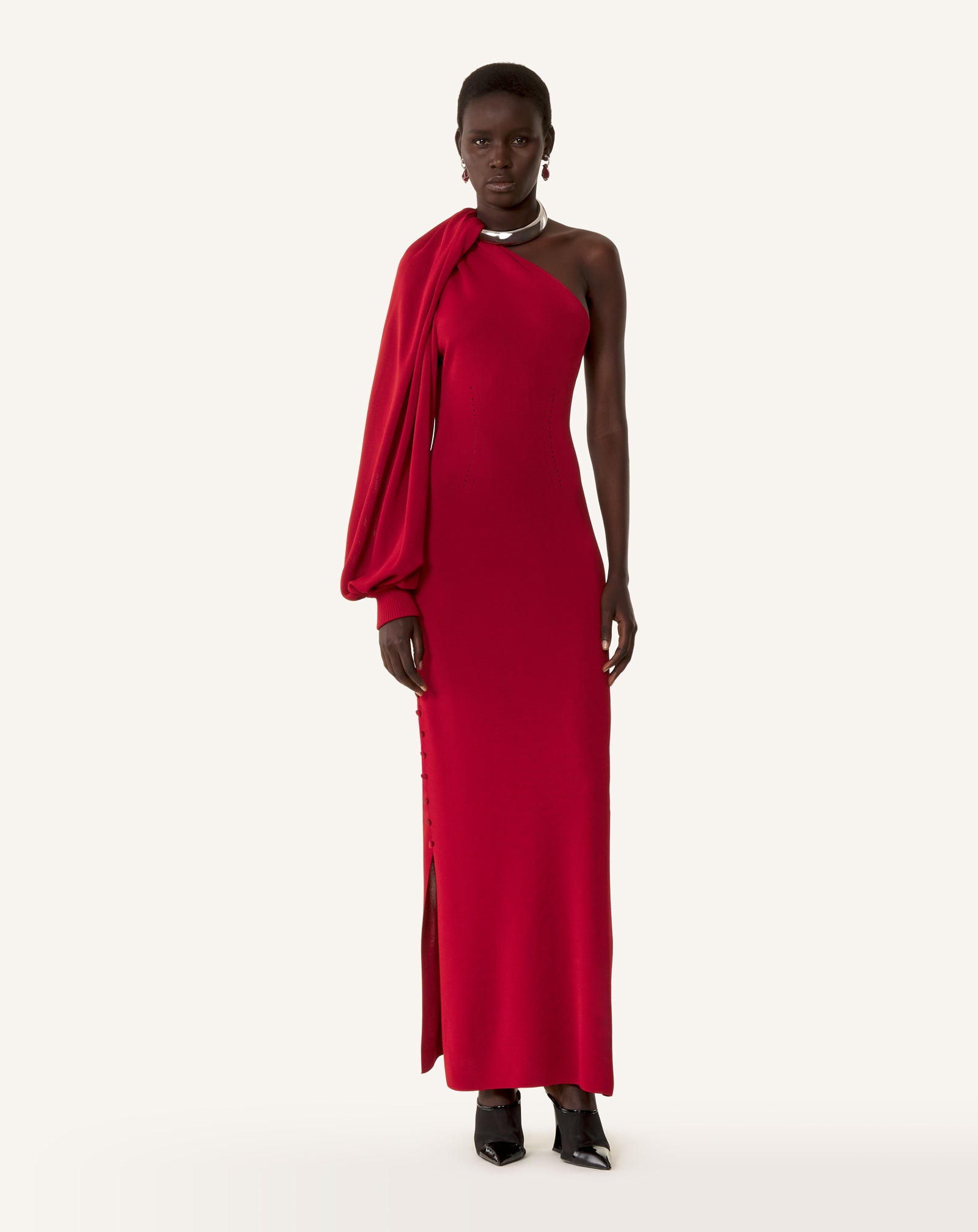 ROBE CHOKER ASYMÉTRIQUE EN VISCOSE