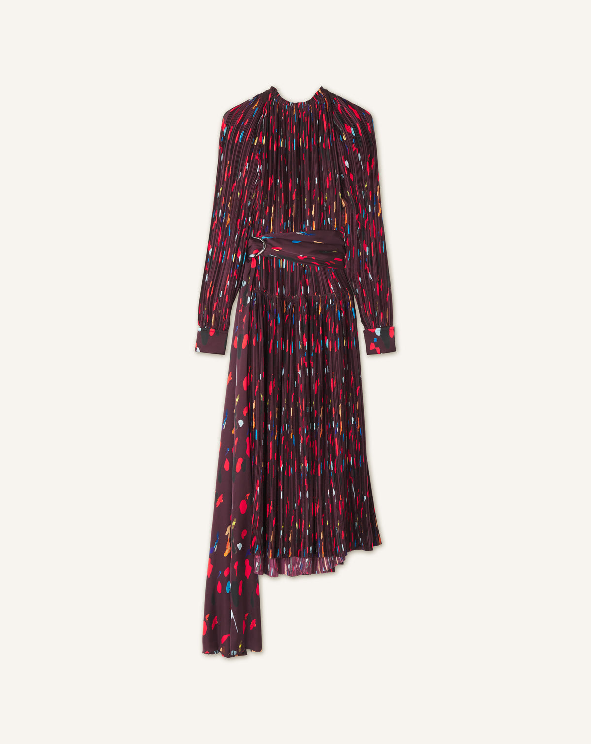 ROBE EN CHARMEUSE PLISSÉE IMPRIMÉ