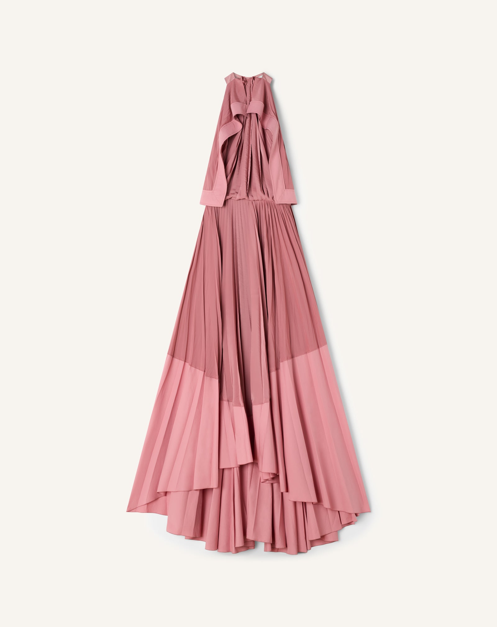 ROBE PLISSÉE EN CHARMEUSE ET COTON