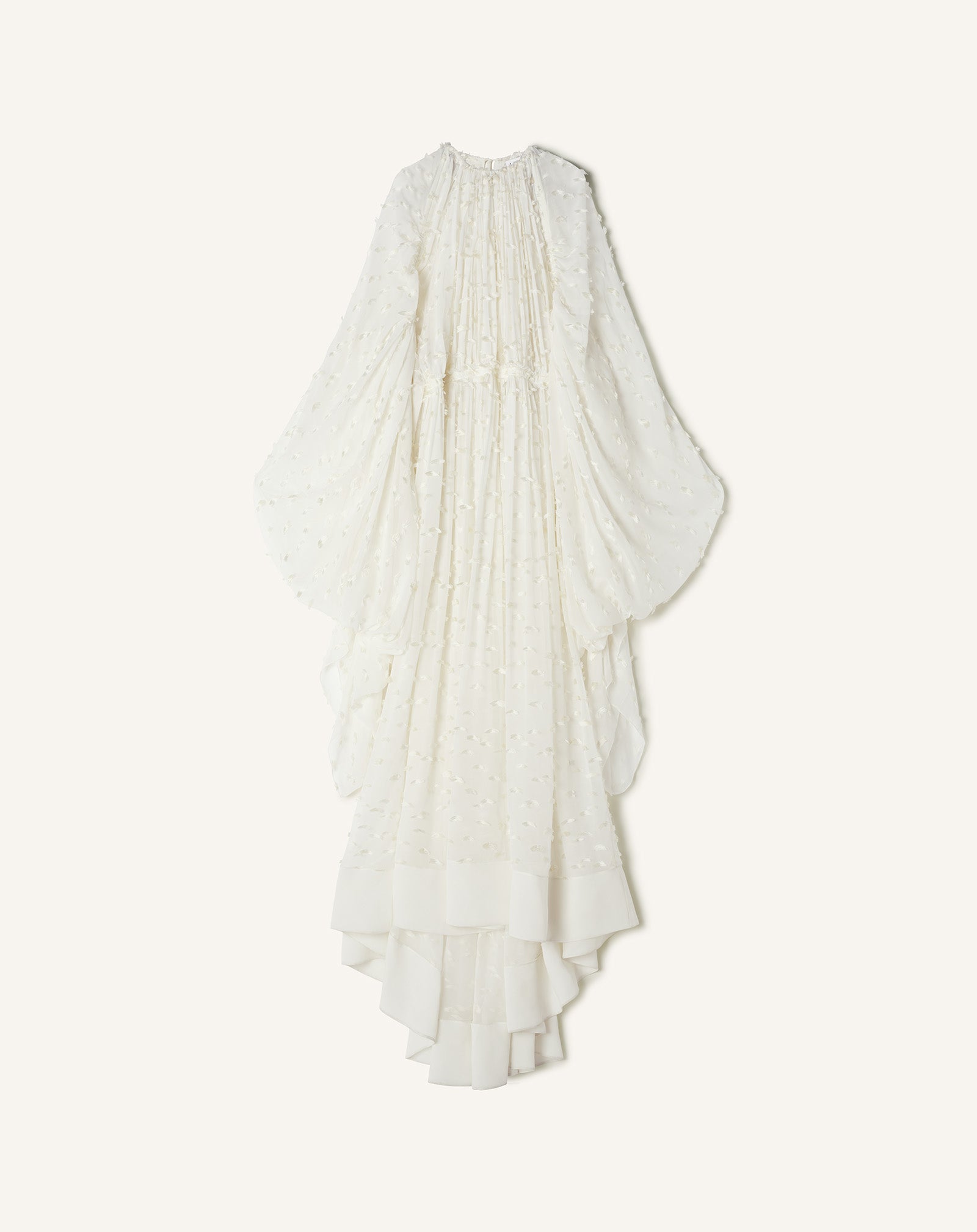 ROBE LONGUE EN SOIE À PLUMETIS BLANC