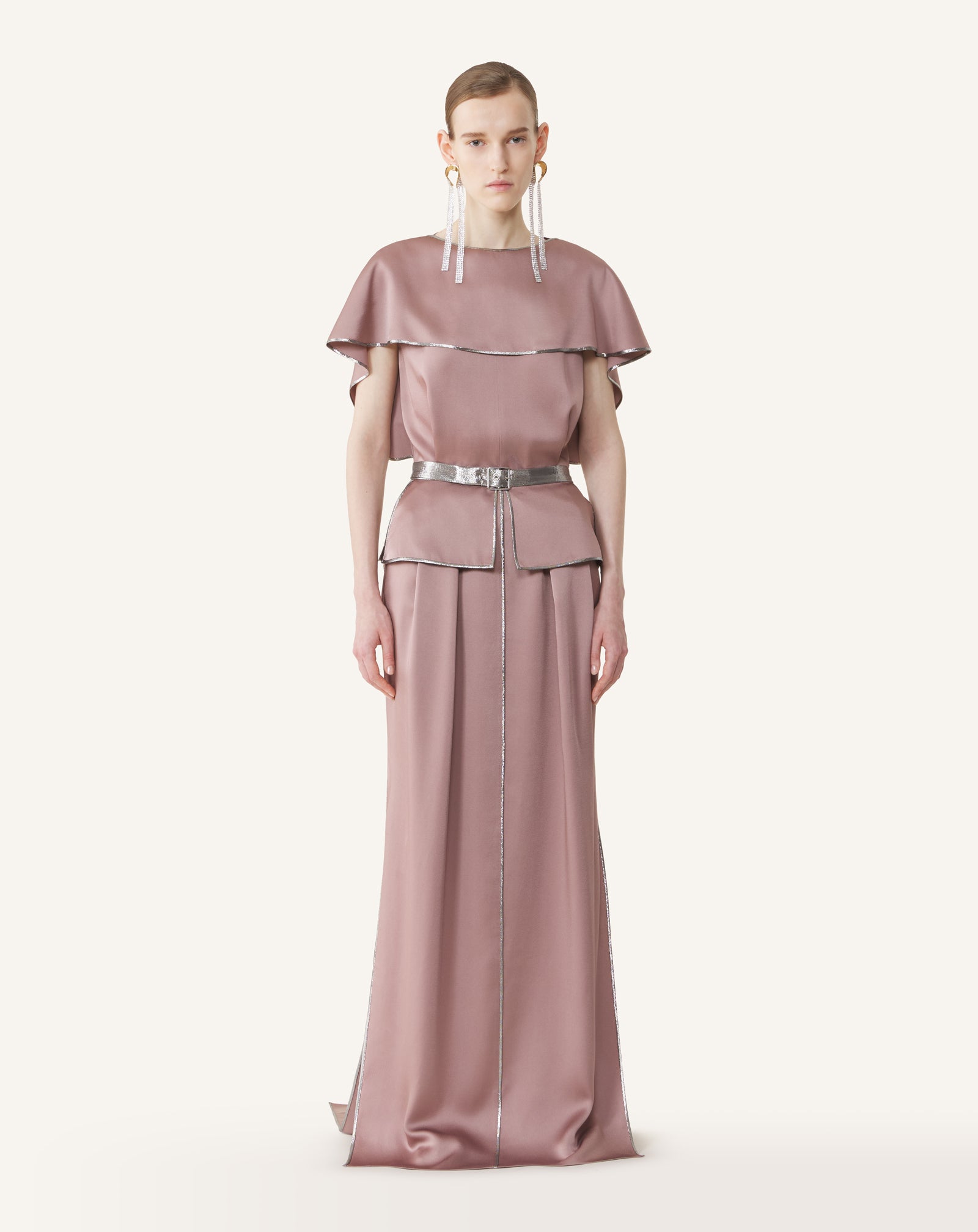 LONG SATIN DRESS WITH BASQUE