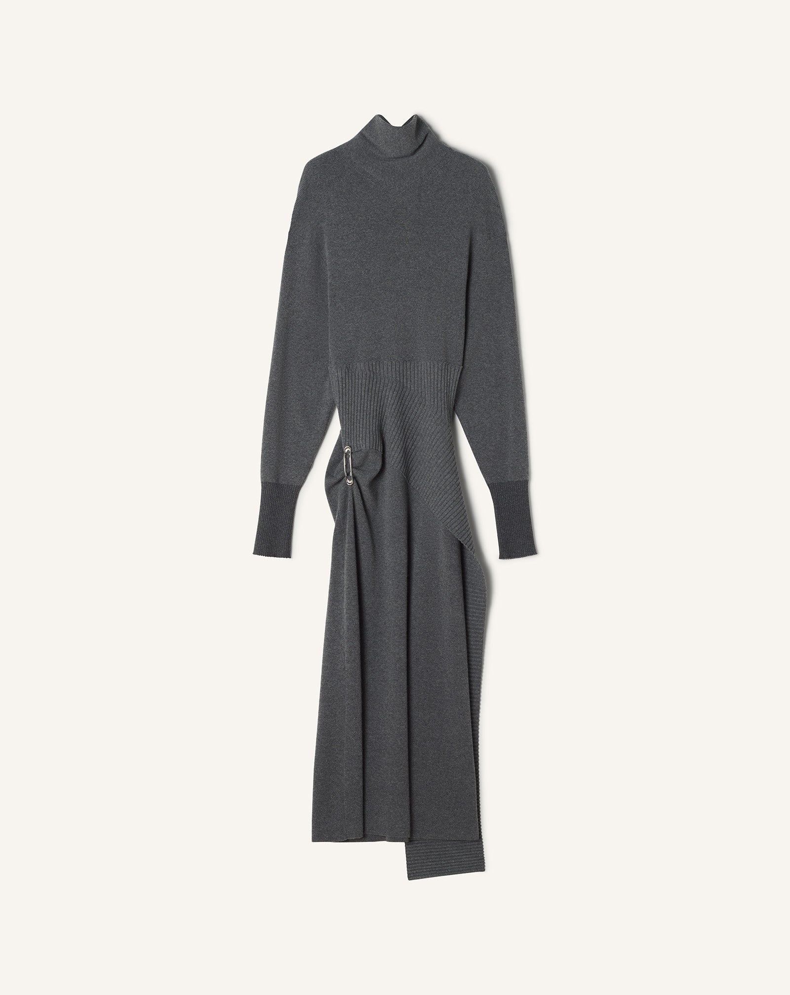 ROBE MIDI EN LAINE ET CACHEMIRE GRIS