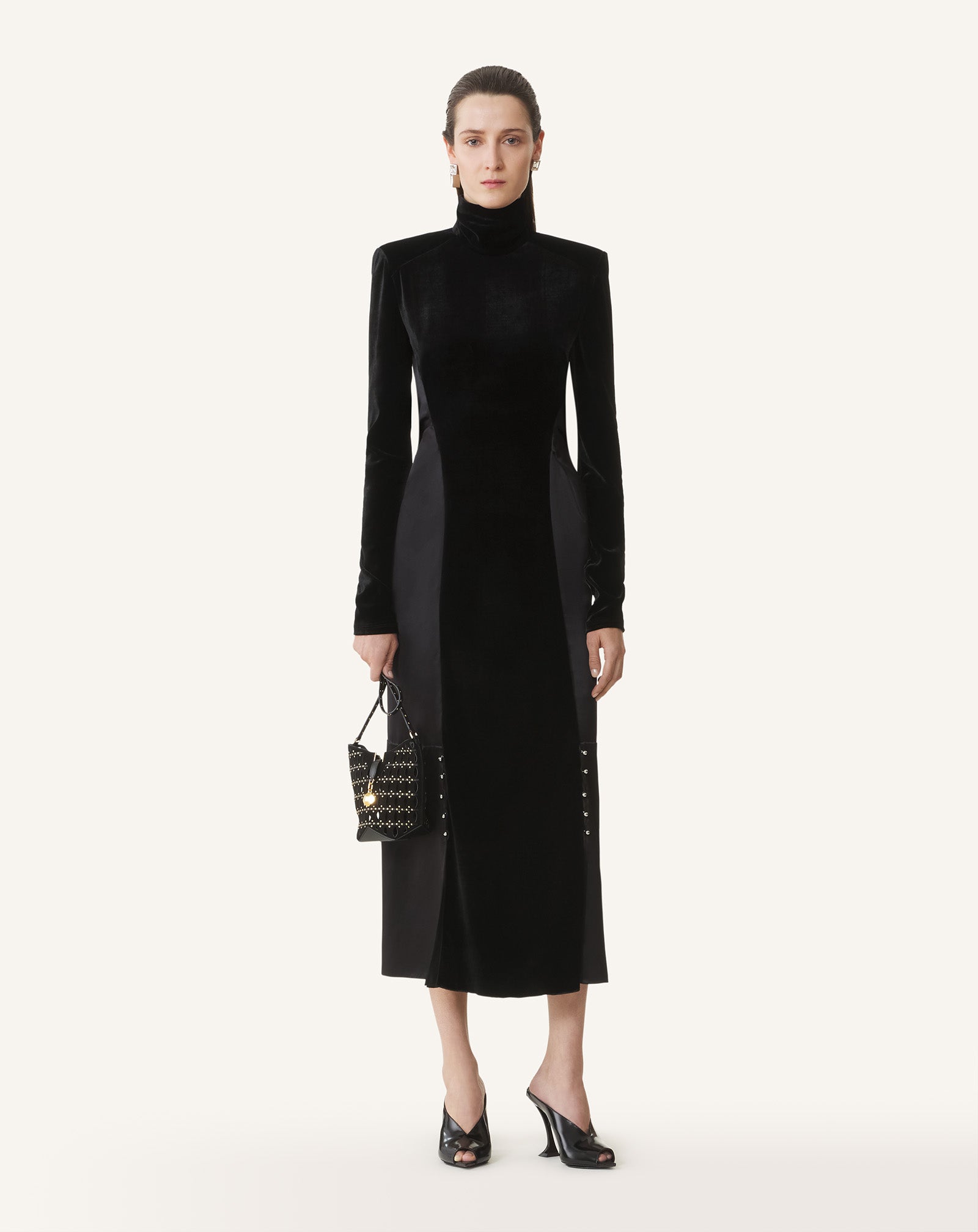 ROBE MIDI EN VELOURS NOIR