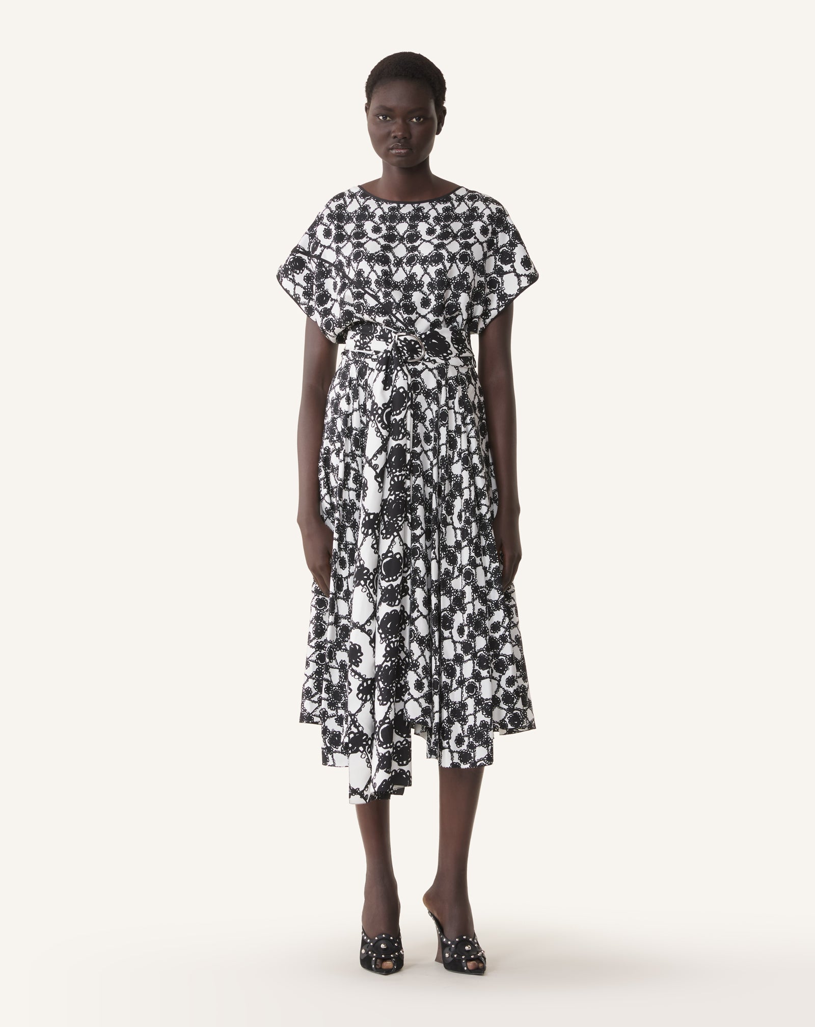 ROBE DRAPÉE EN SOIE IMPRIMÉE