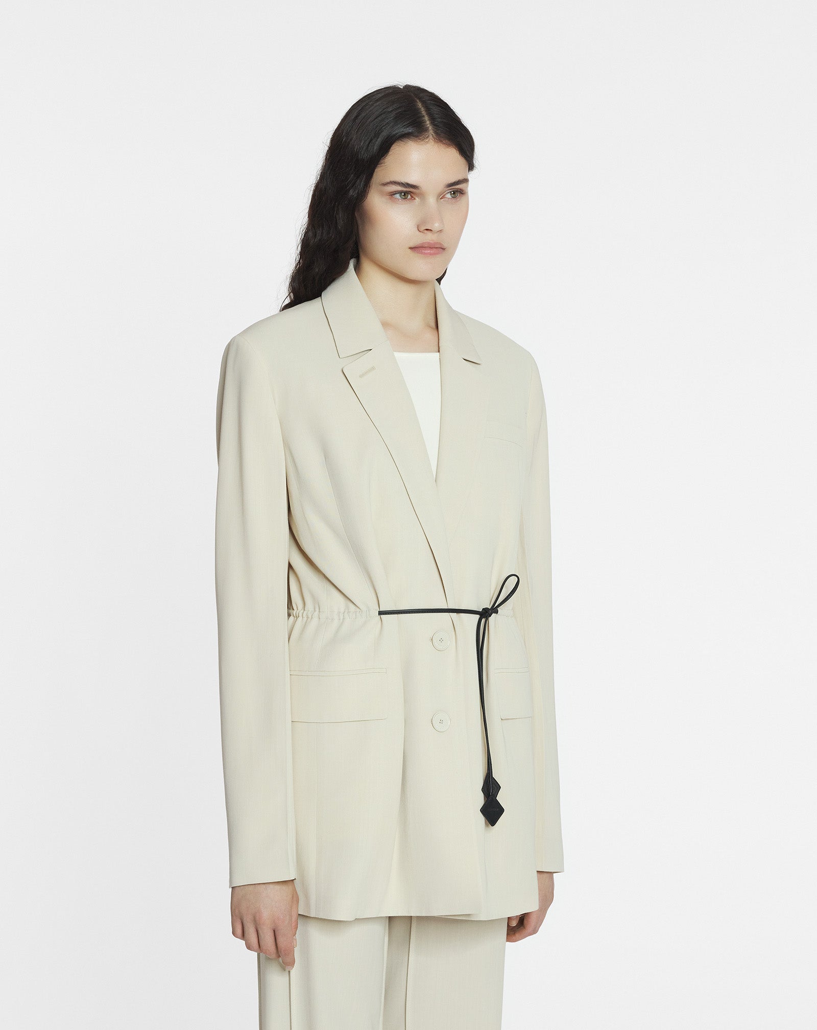 VESTE CEINTURÉE EN LAINE MÉLANGÉE