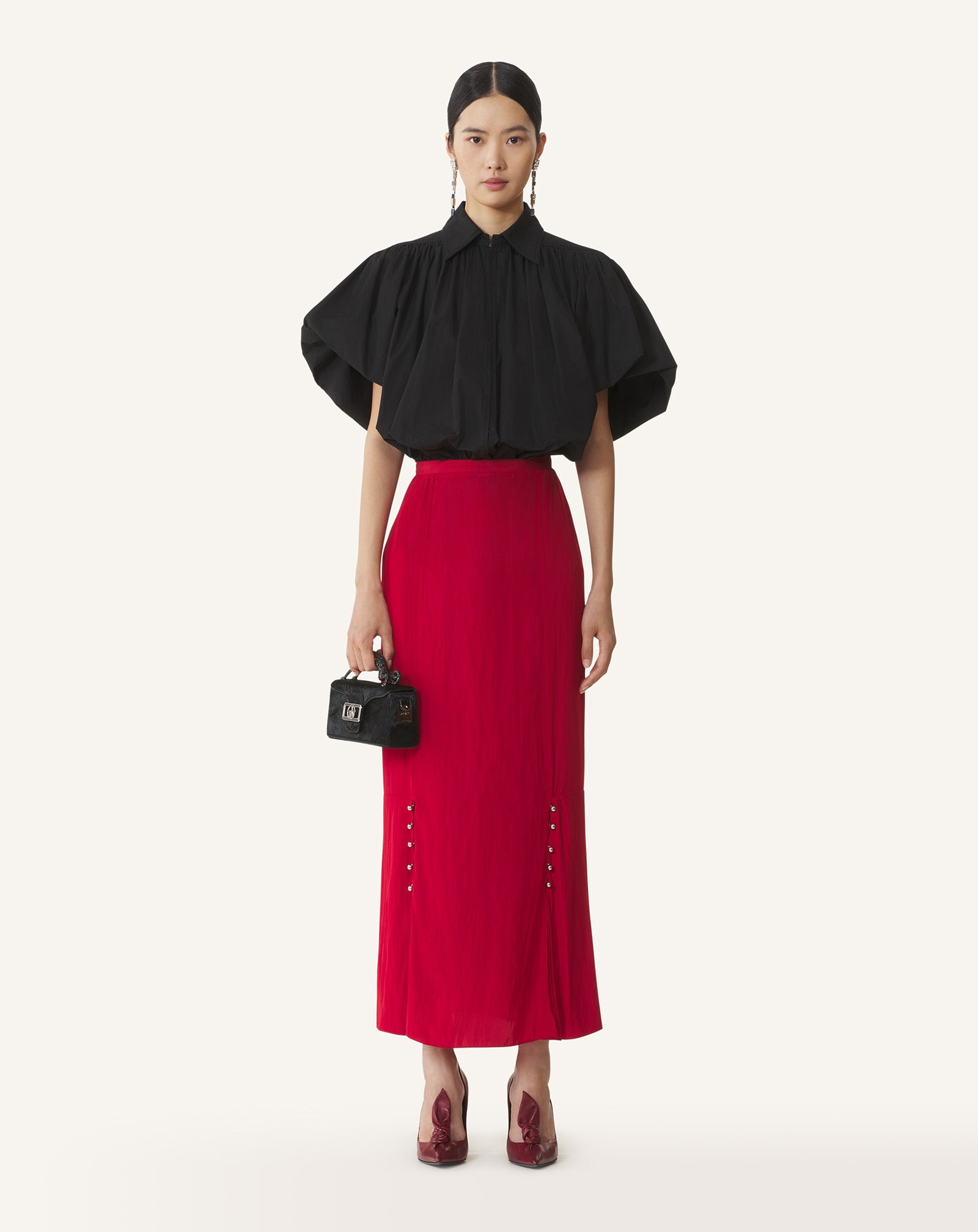 JUPE MIDI EN CHARMEUSE