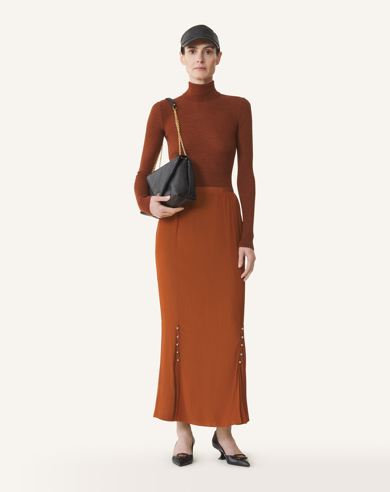 JUPE MIDI EN CHARMEUSE