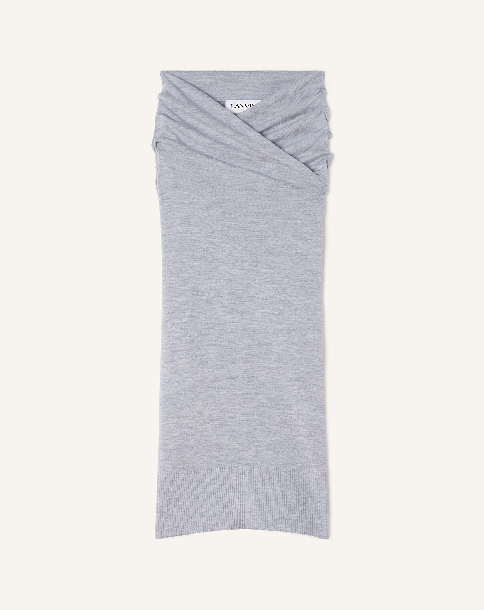 JUPE MIDI DRAPÉE EN LAINE NOIR