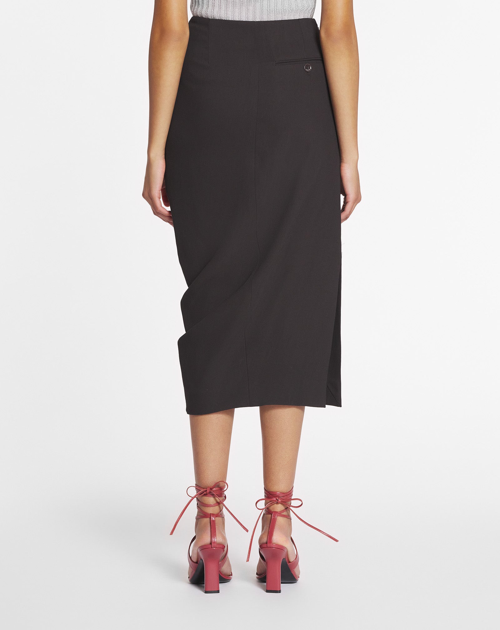 JUPE MIDI EN LAINE ET VISCOSE