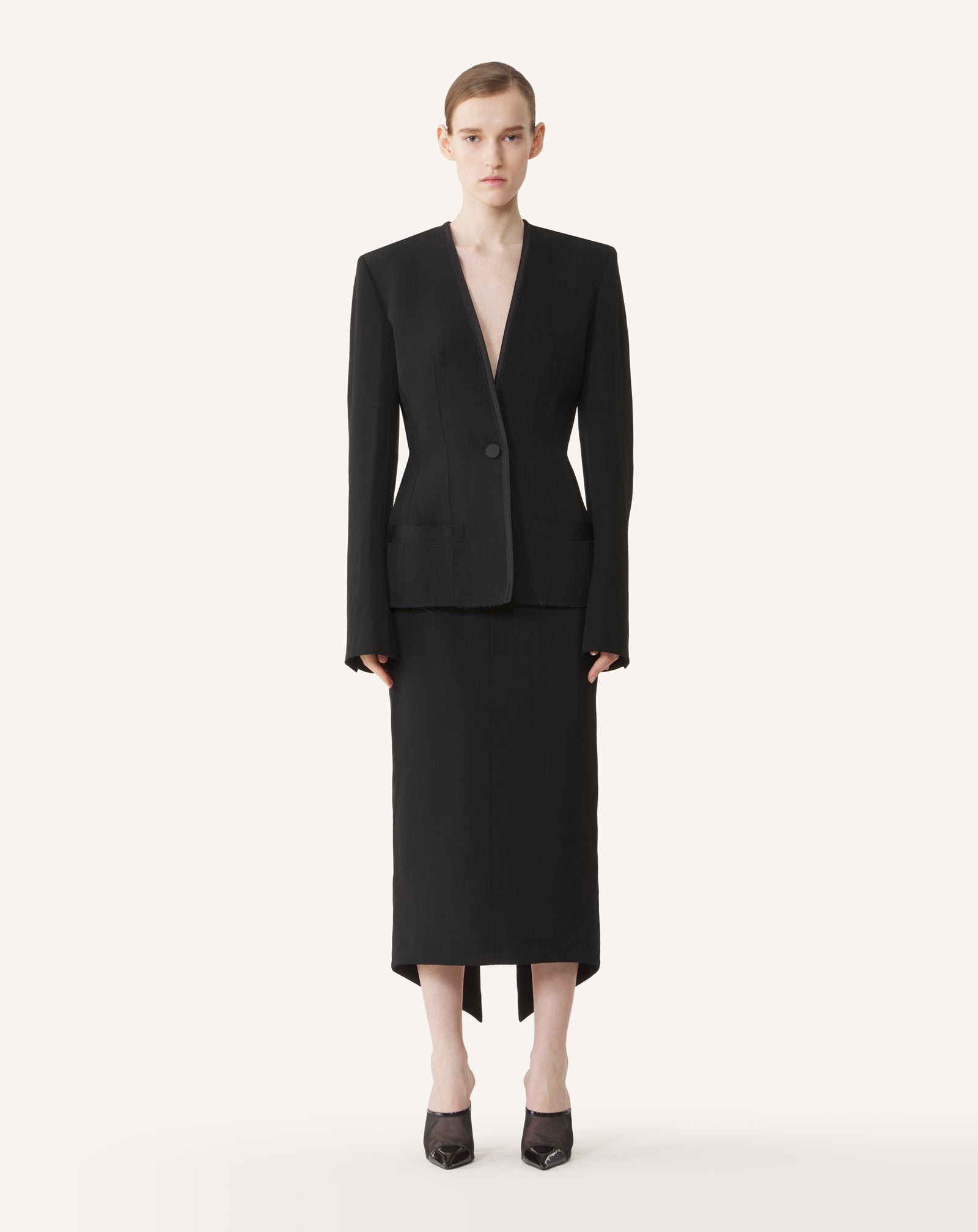 JUPE MIDI ASYMÉTRIQUE EN SOIE ET VISCOSE