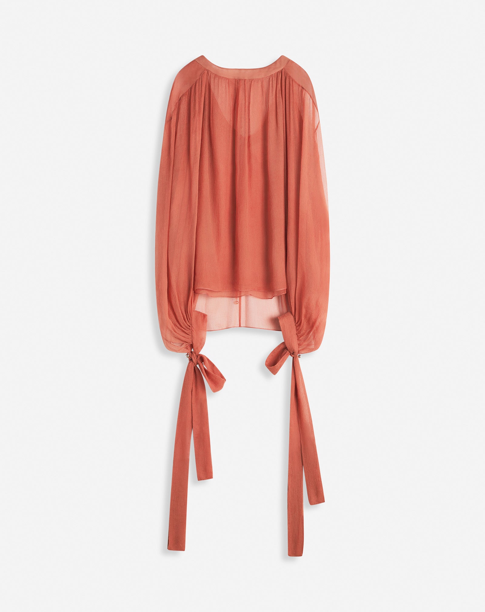 BLOUSE À FRONCES EN CRÉPON DE SOIE