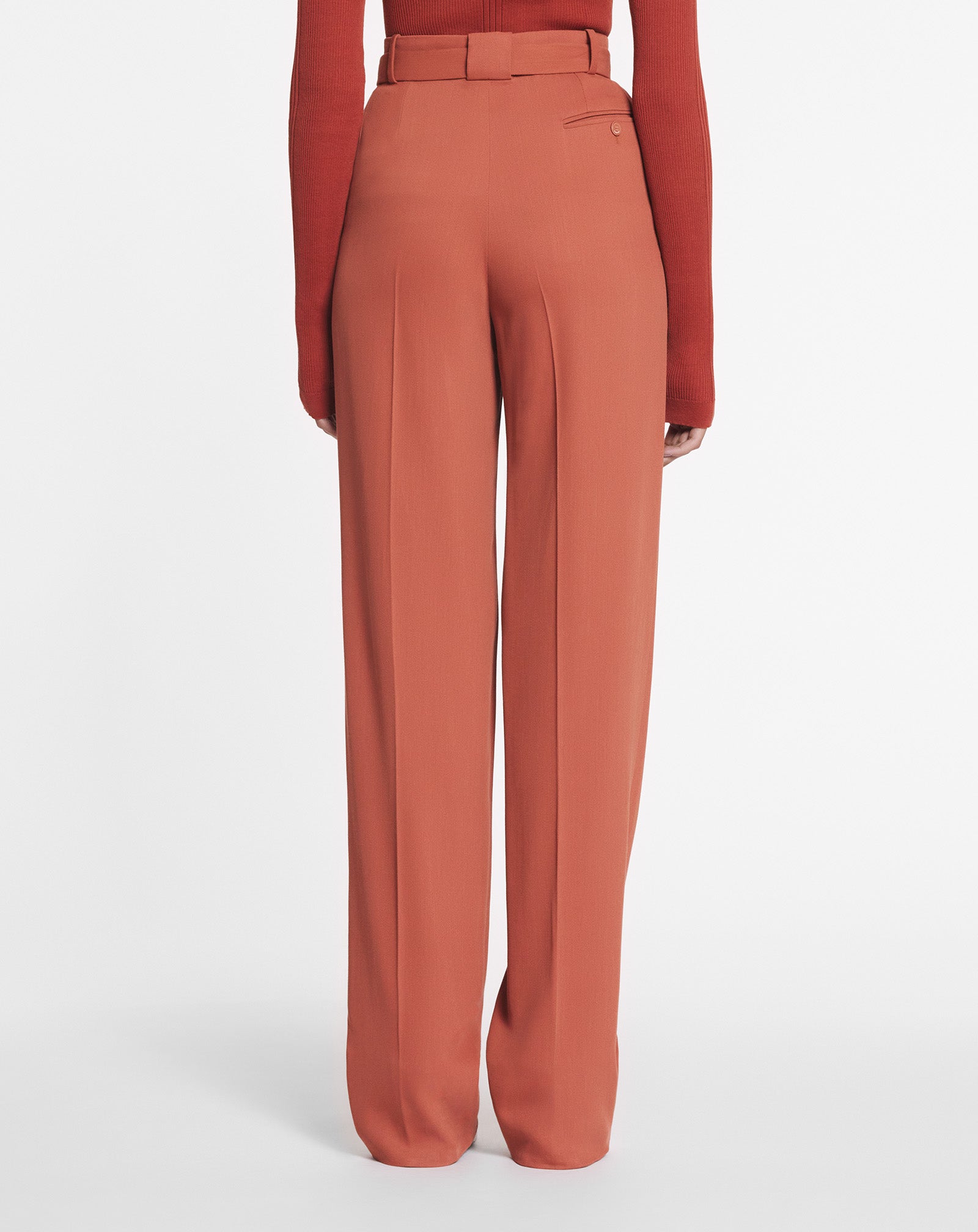 PANTALON À PINCES EN LAINE ET VISCOSE