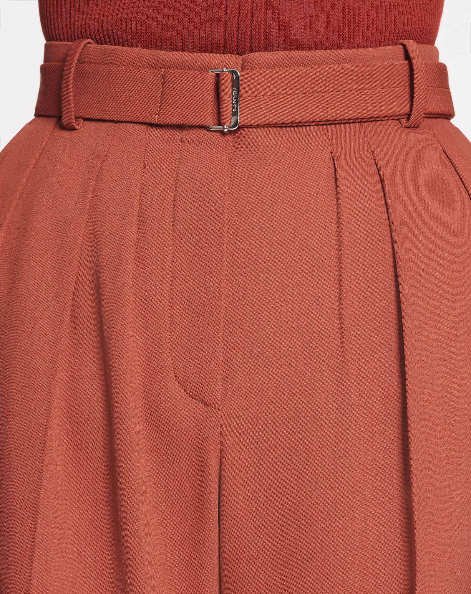 PANTALON À PINCES EN LAINE ET VISCOSE