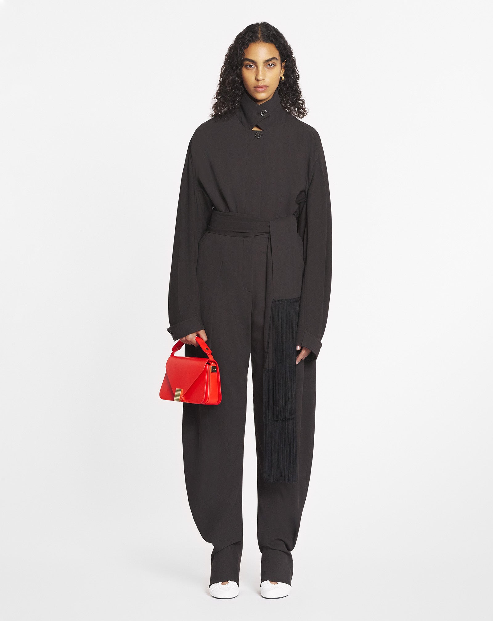 PANTALON BARREL EN LAINE ET VISCOSE