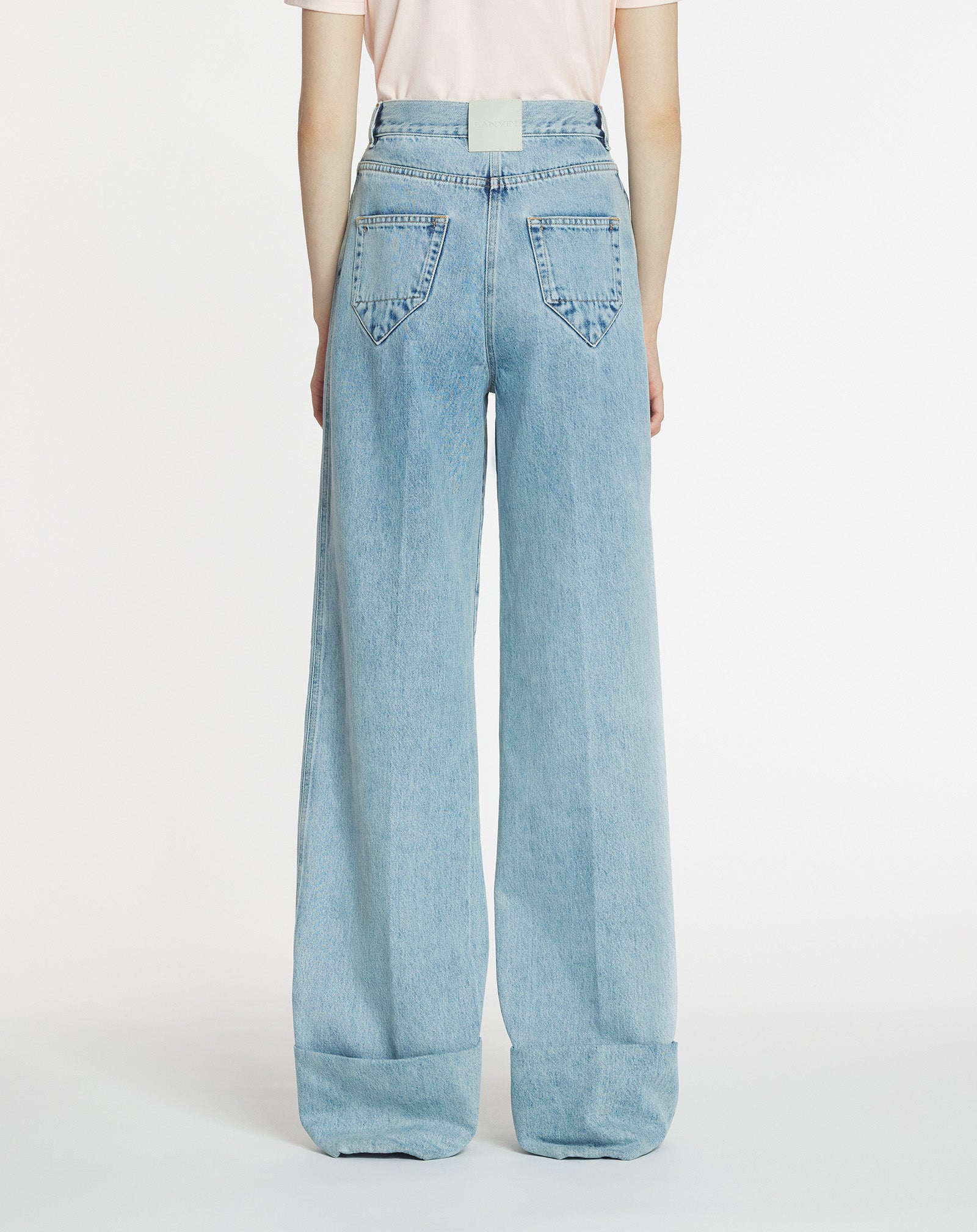 PANTALON LARGE À REVERS EN DENIM