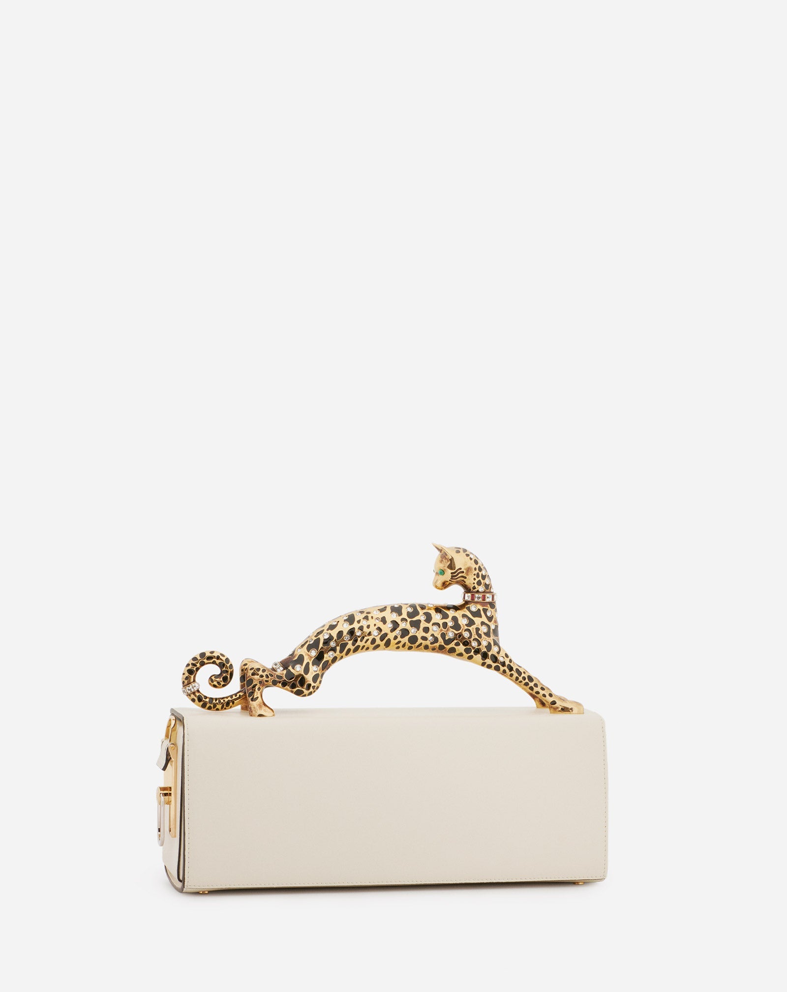 SAC PENCIL CAT EN CUIR DE VEAU BRILLANT ET STRASS