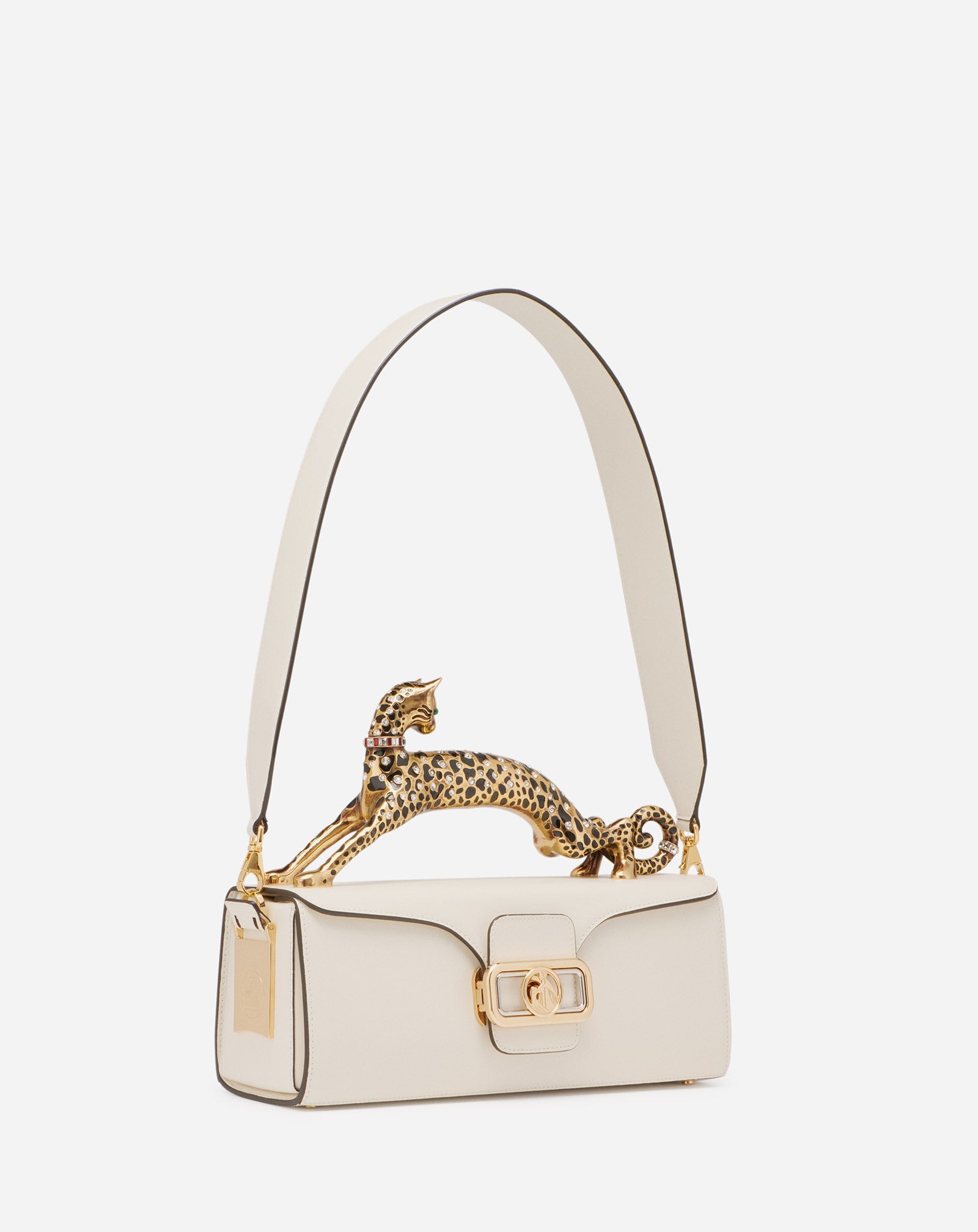 SAC PENCIL CAT EN CUIR DE VEAU BRILLANT ET STRASS