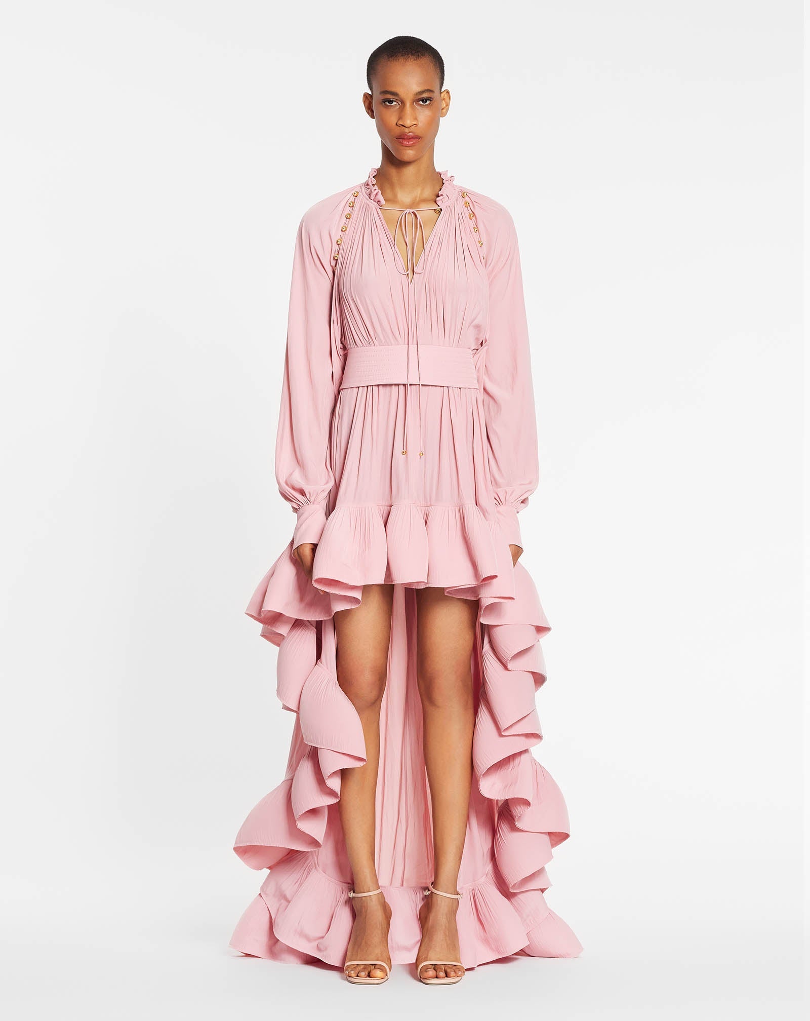 ROBE CHARMEUSE ASYMÉTRIQUE ROSE