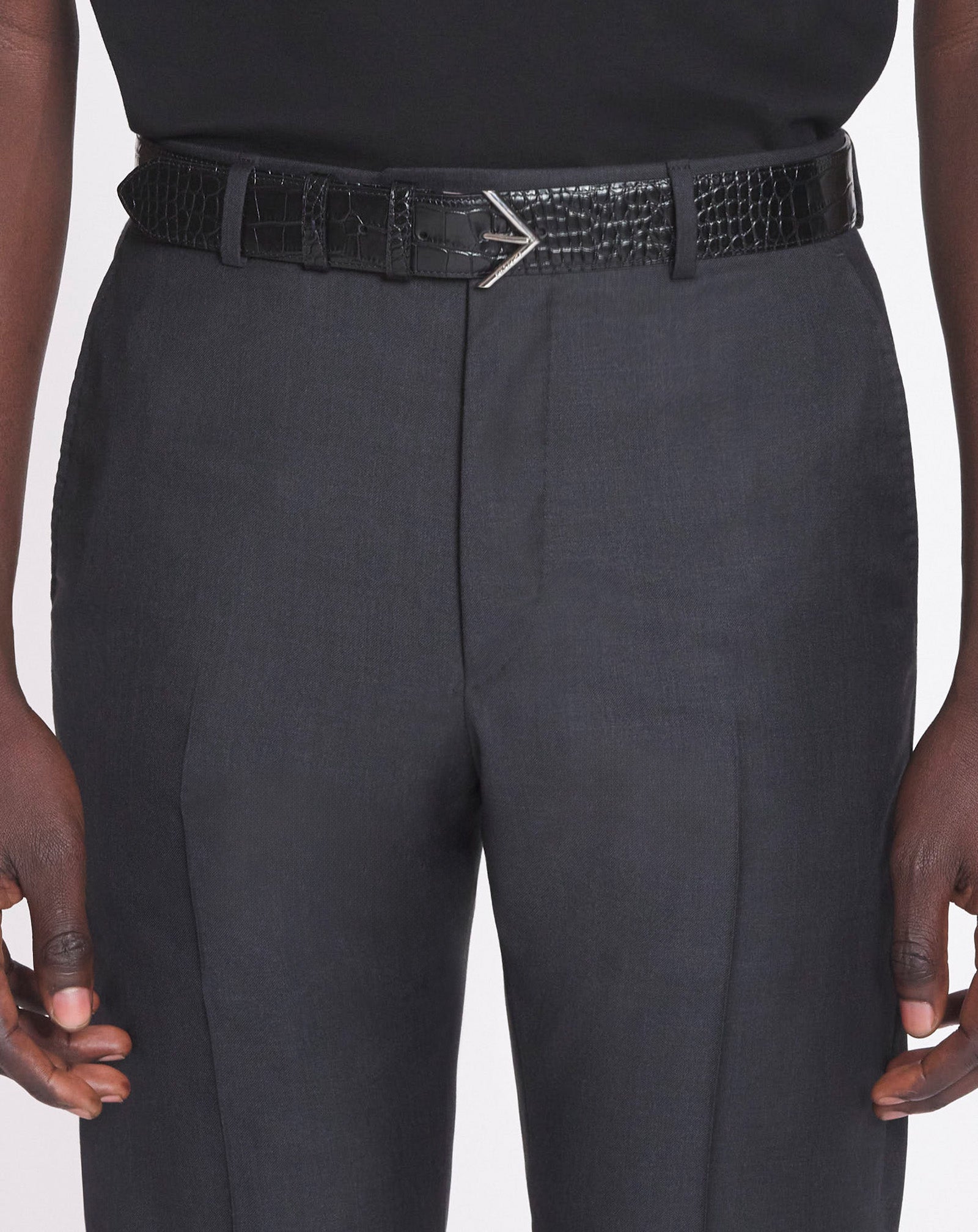 CEINTURE LANVIN SIGNATURE EN CUIR EFFET CROCO
