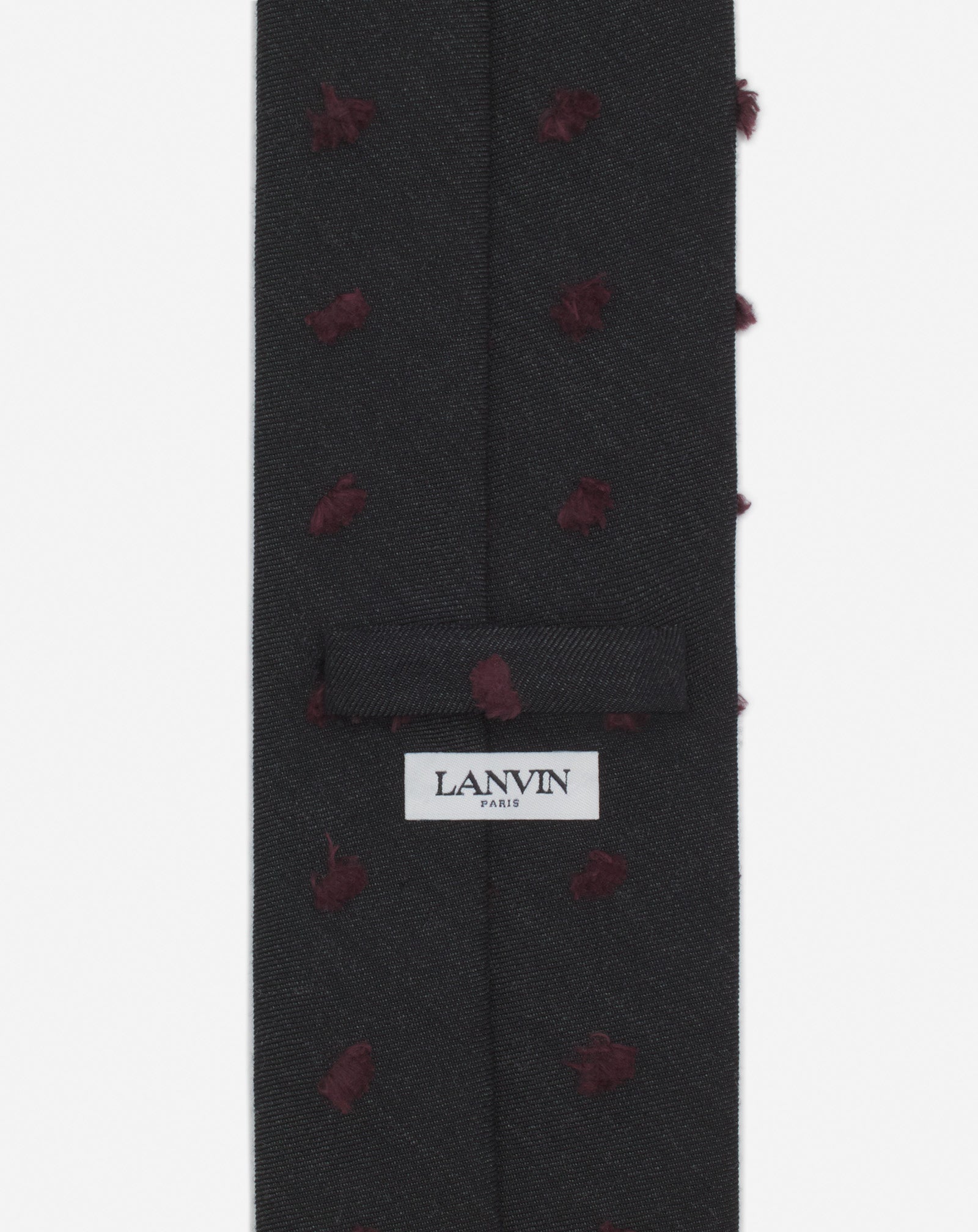 CRAVATE LANVIN MAXI POIS EN LAINE TISSÉ GRIS