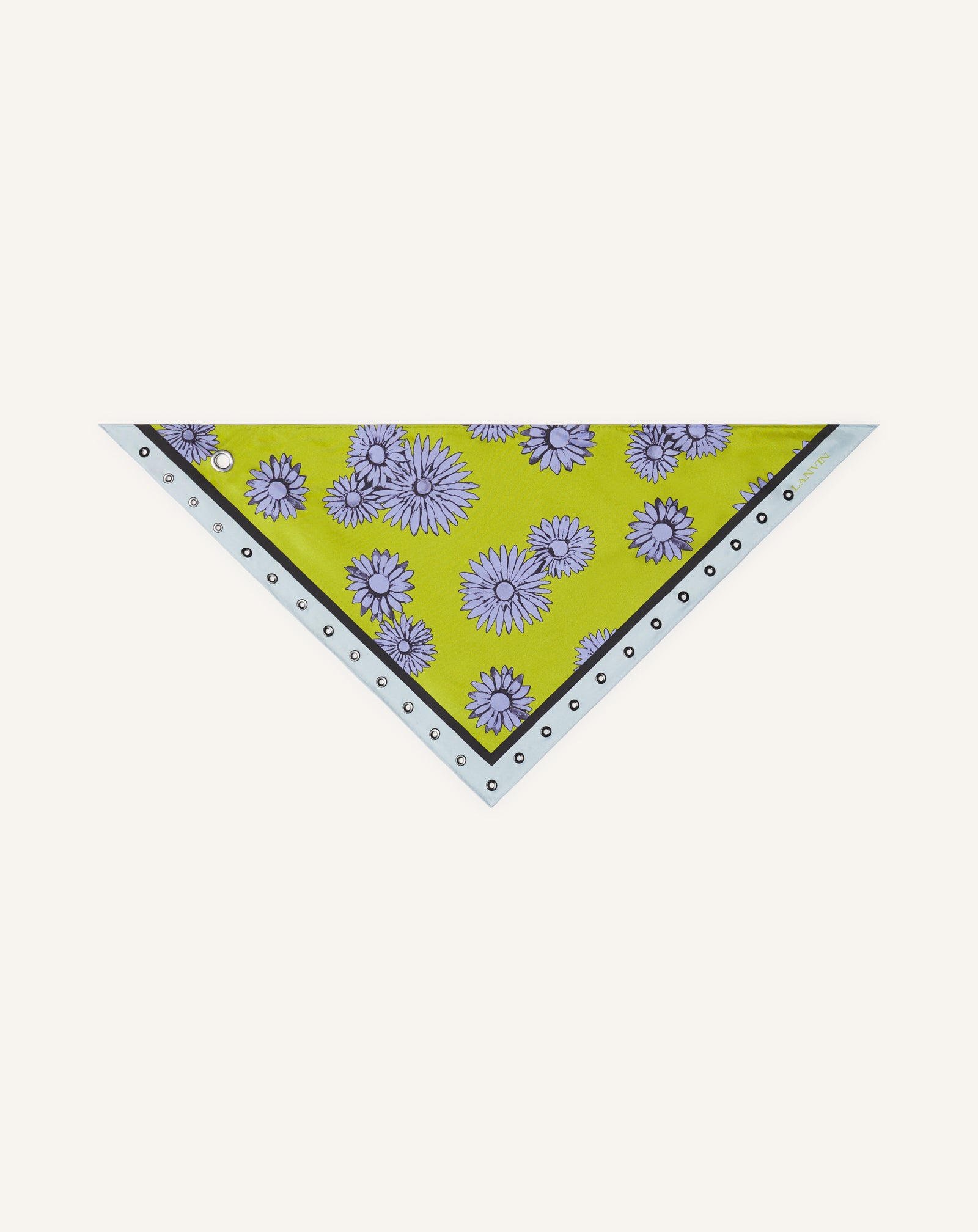 FOULARD TRIANGLE À MOTIFS MARGUERITE EN SOIE