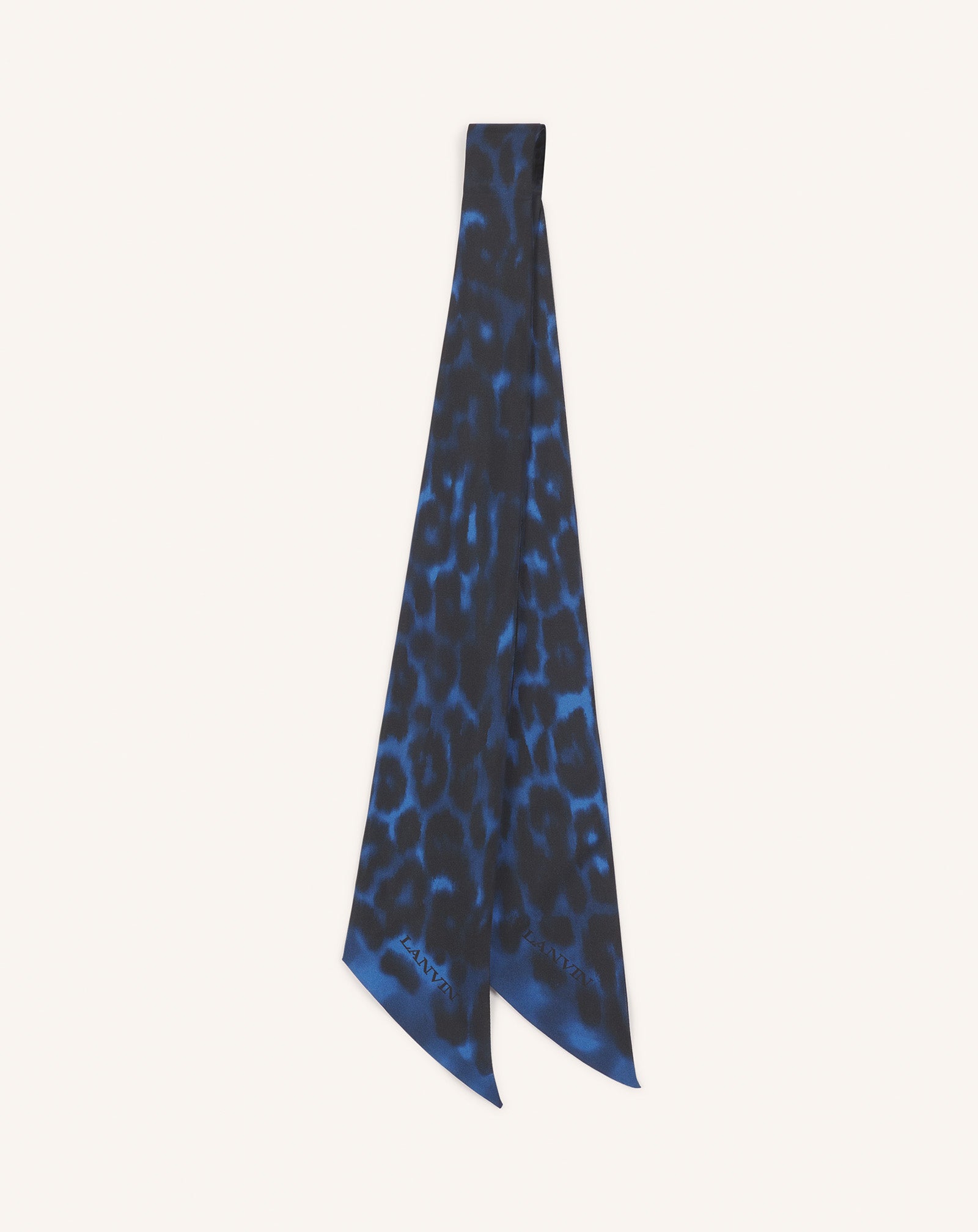 BANDEAU EN SOIE IMPRIMÉ LÉOPARD BLEU