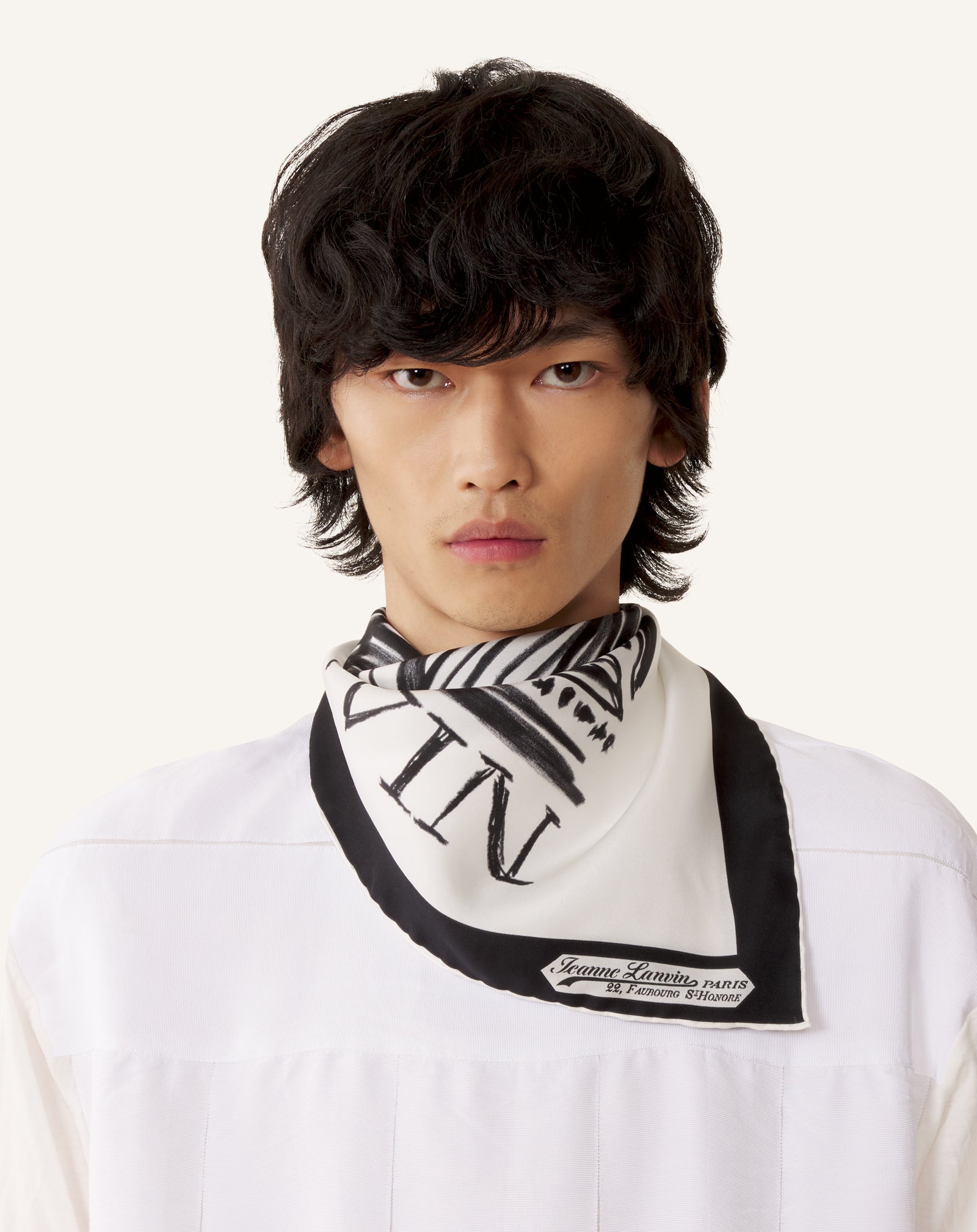 FOULARD EN SOIE IMPRIMÉ MÈRE & ENFANT BLANC