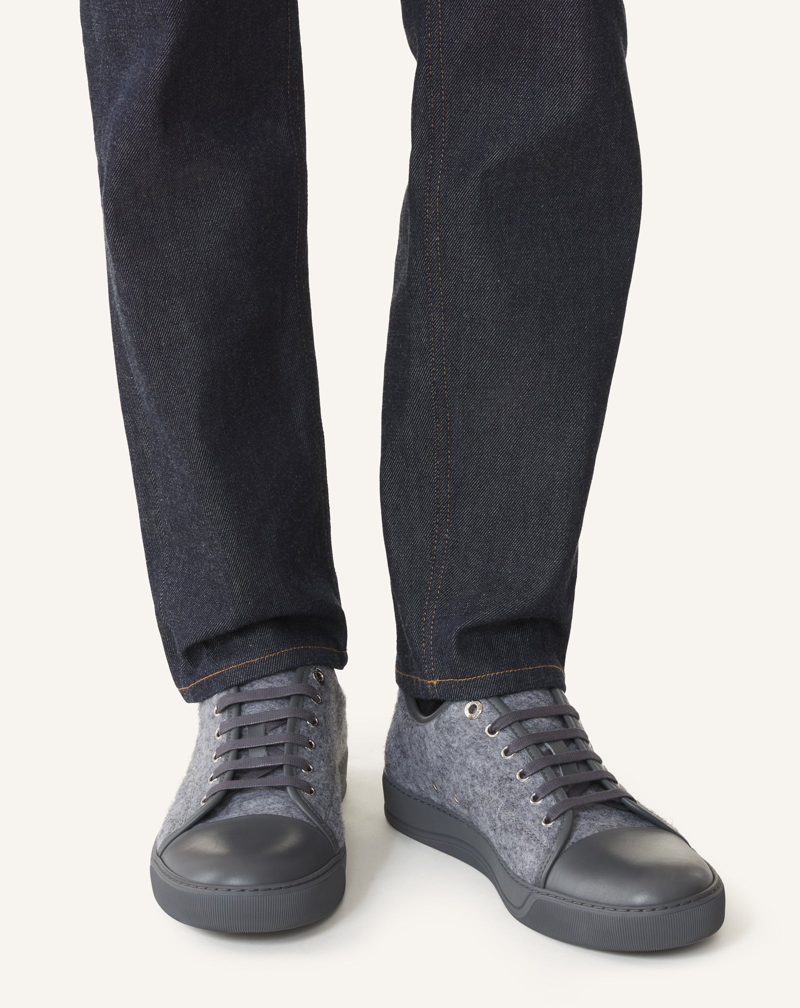 SNEAKERS DBB1 EN FEUTRE ET CUIR NAPPA GRIS