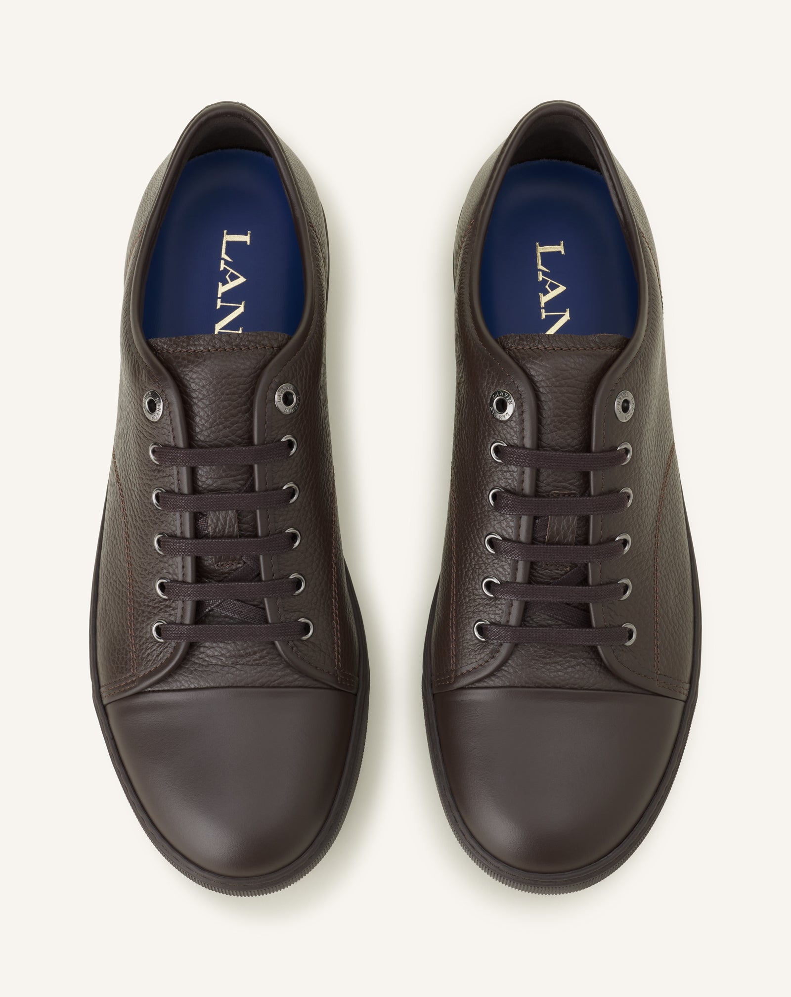 SNEAKERS DBB1 EN CUIR GRAINÉ ET NAPPA MARRON