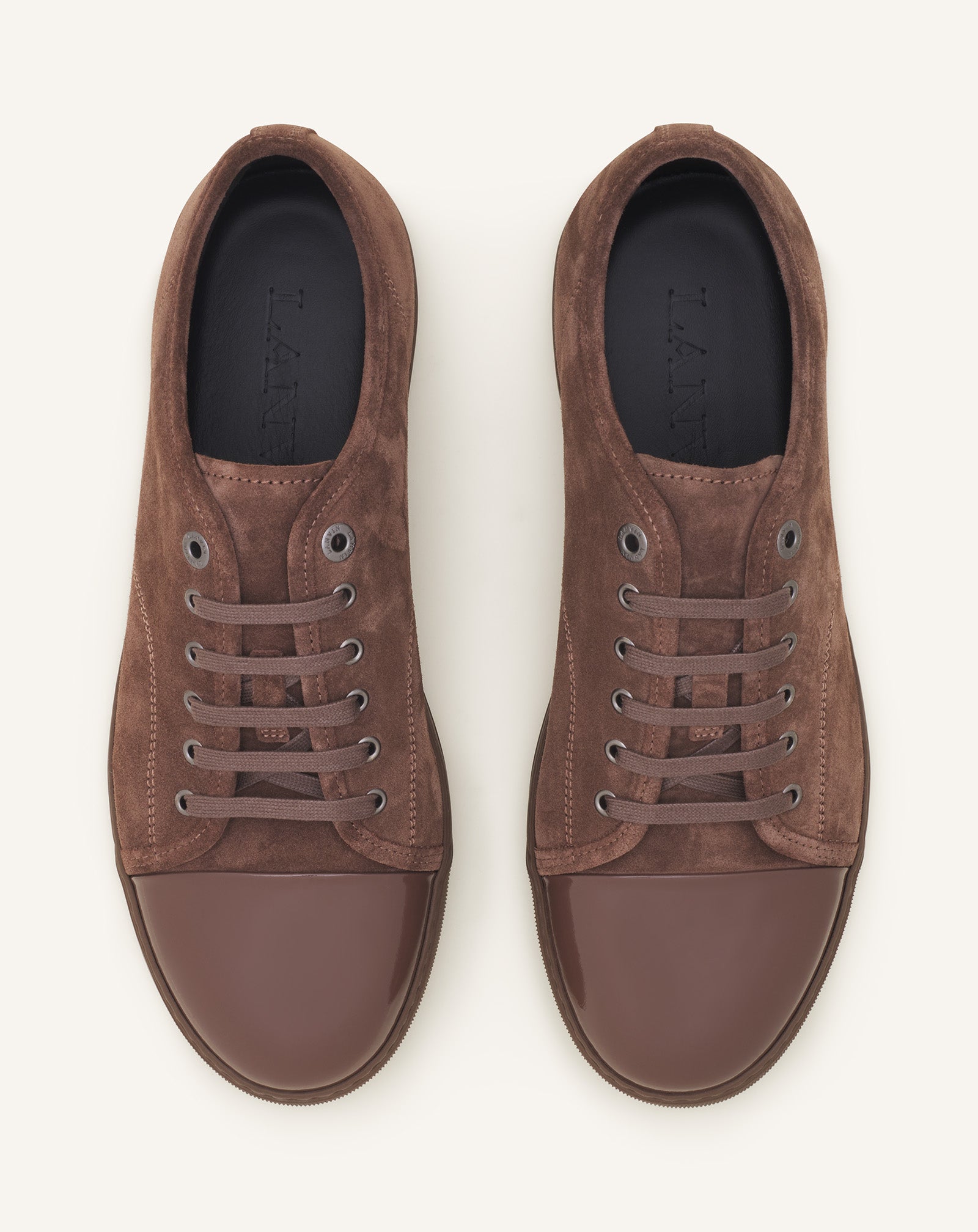 SNEAKERS DBB1 EN SUEDE ET CUIR VERNIS MARRON