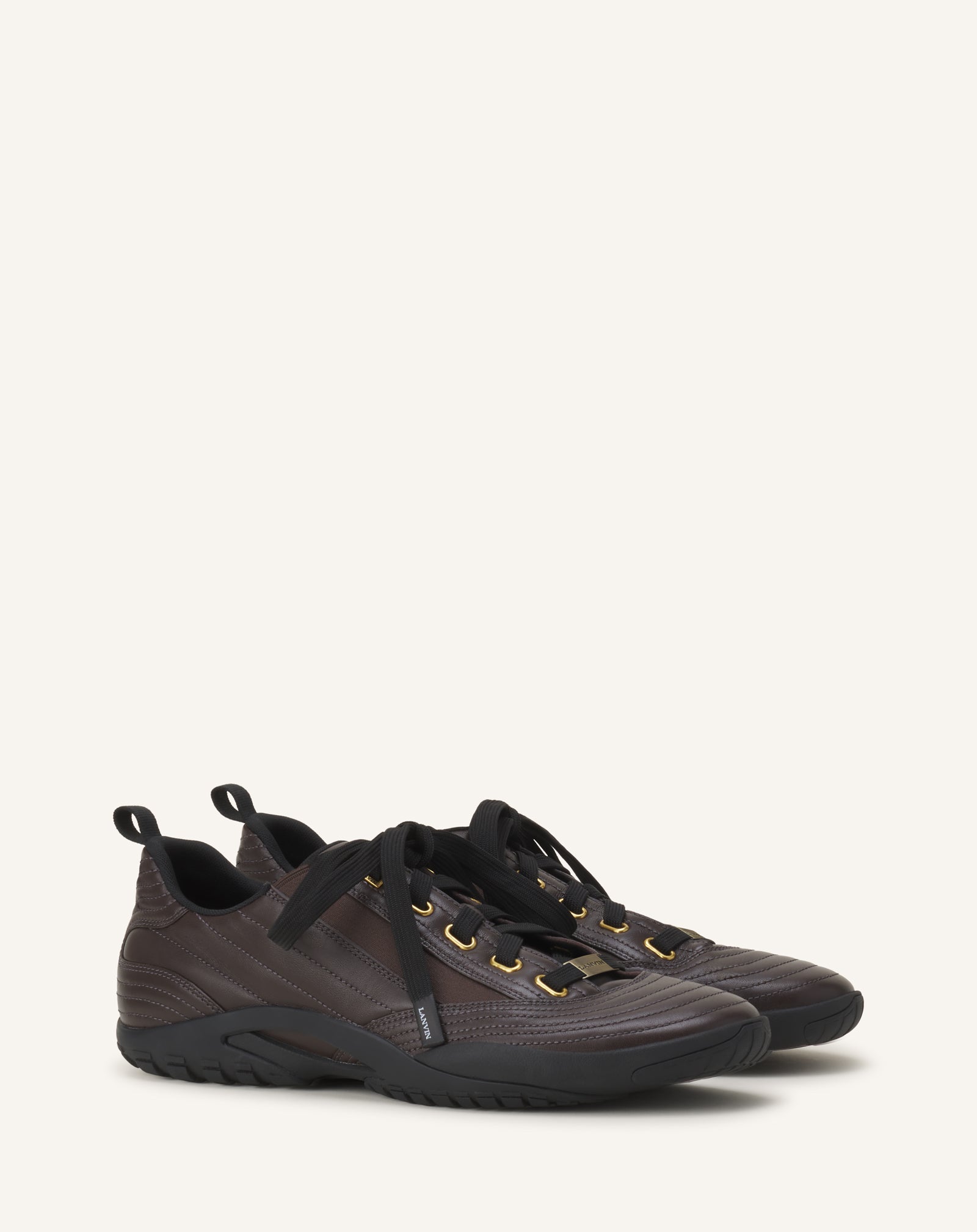 SNEAKERS LNV2 EN CUIR MARRON